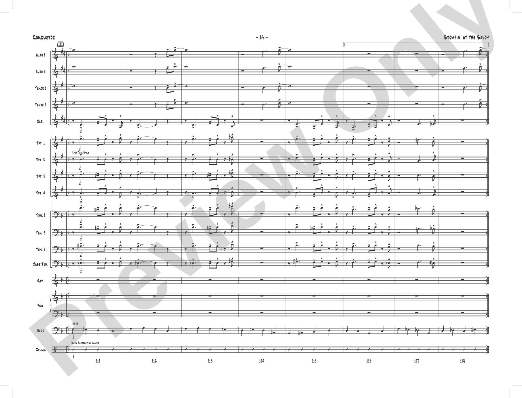 Stompin' at the Savoy: Score