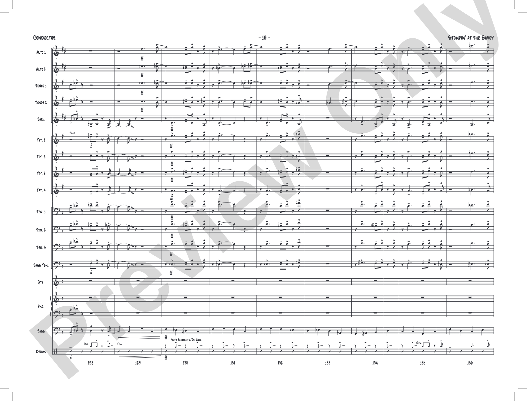 Stompin' at the Savoy: Score