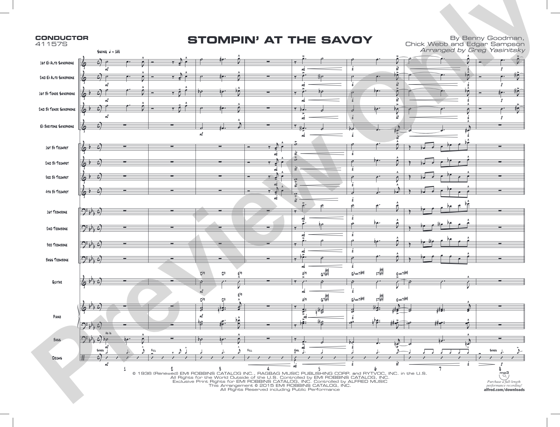 Stompin' at the Savoy: Score