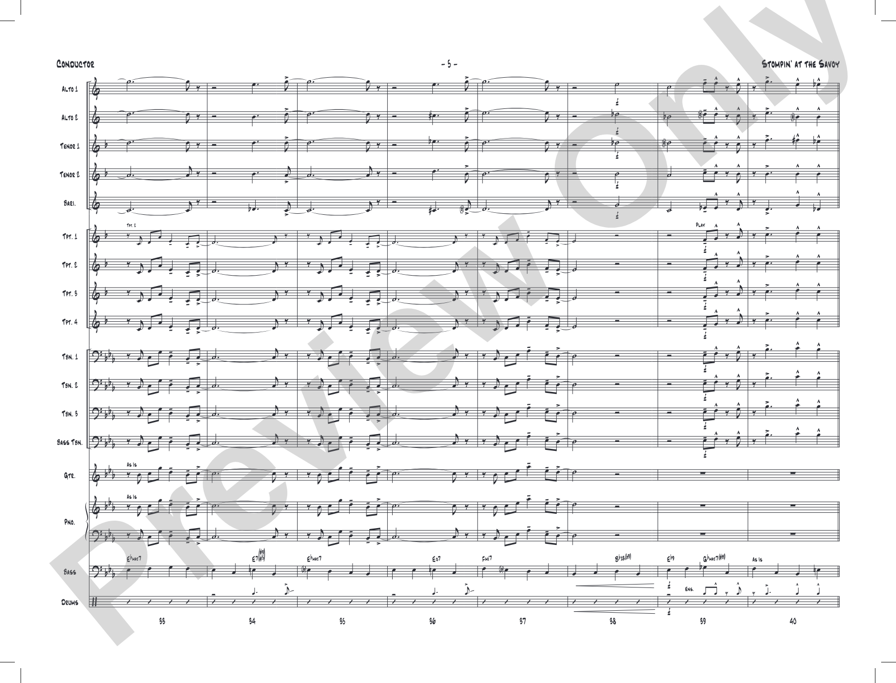 Stompin' at the Savoy: Score