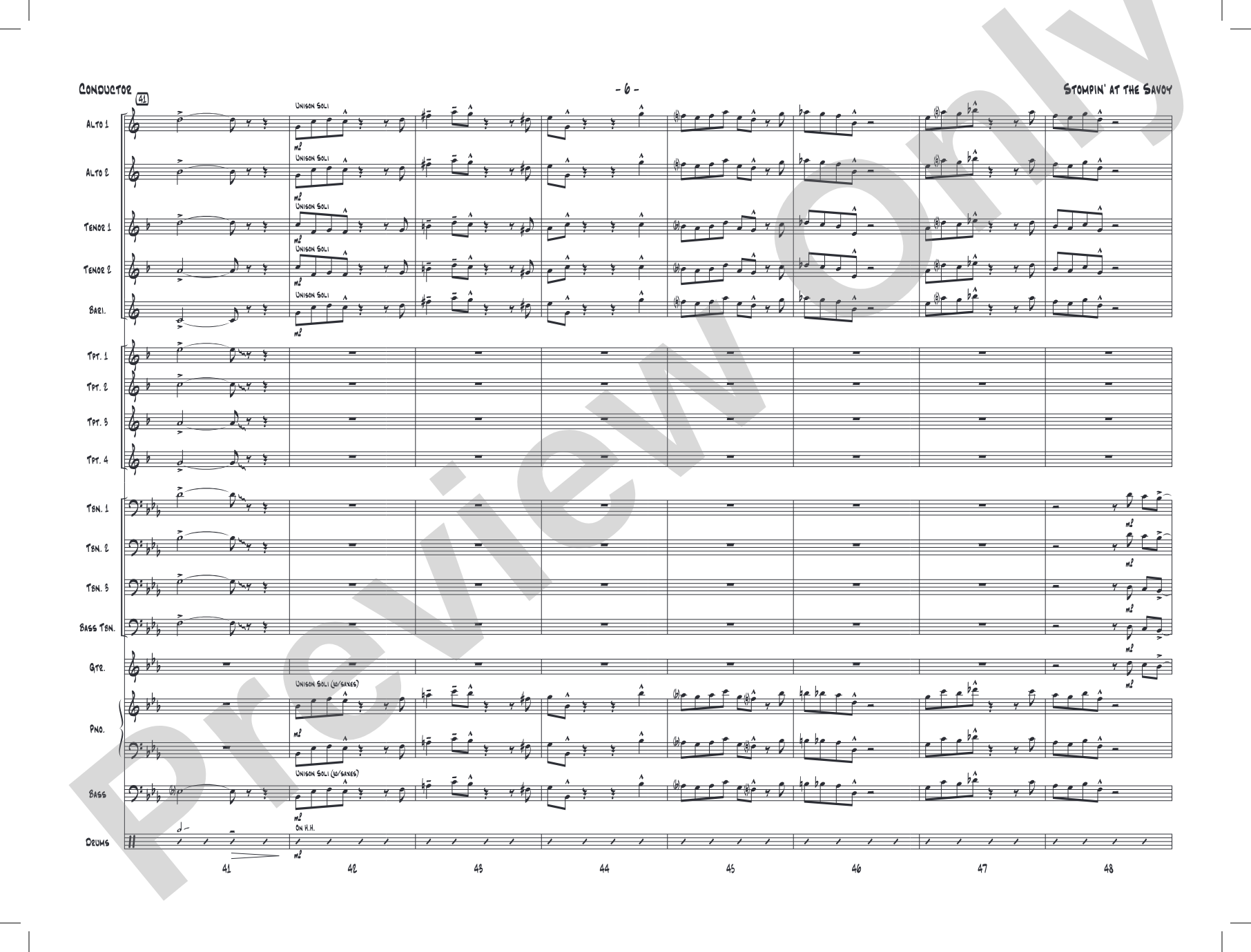 Stompin' at the Savoy: Score