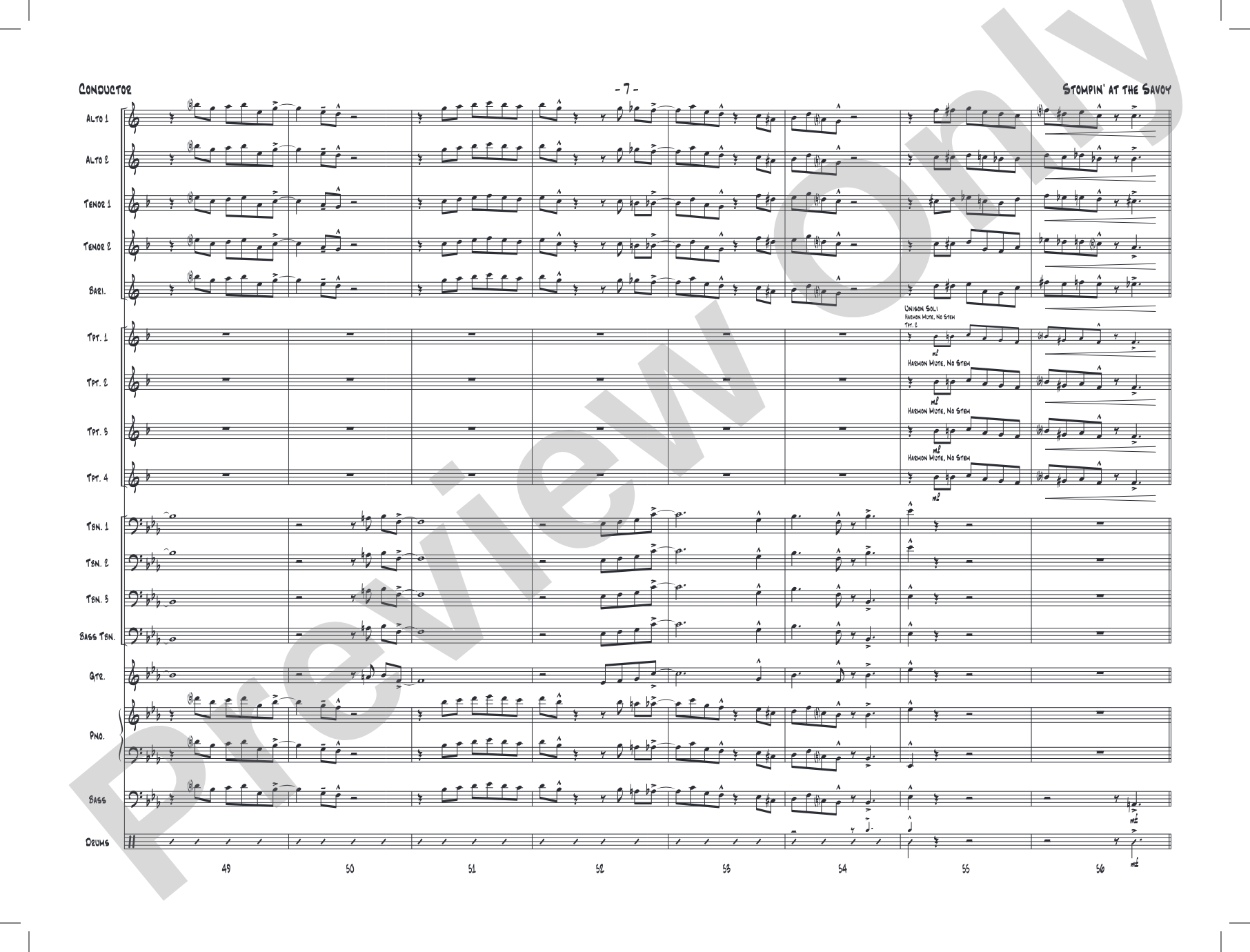 Stompin' at the Savoy: Score