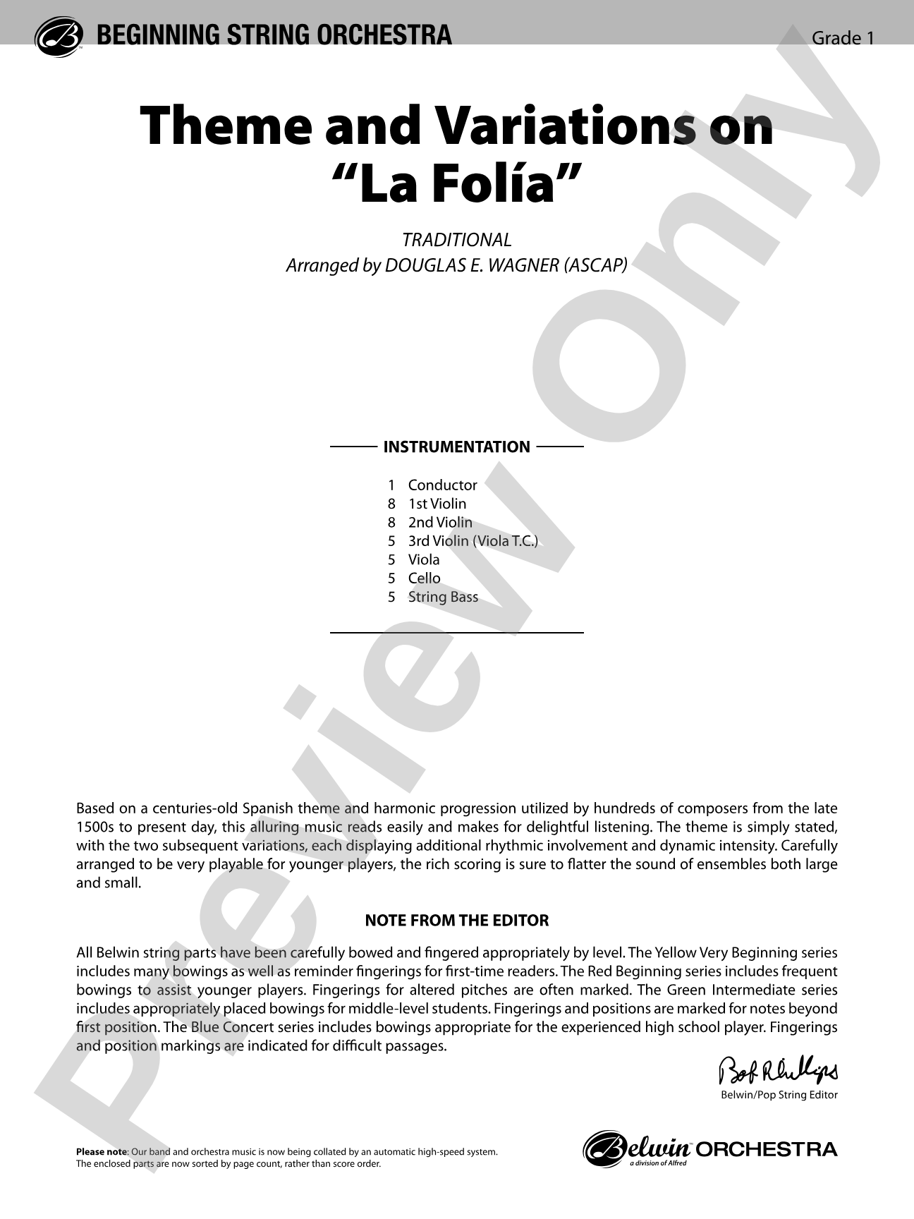 Theme and Variations on "La Folía": Score