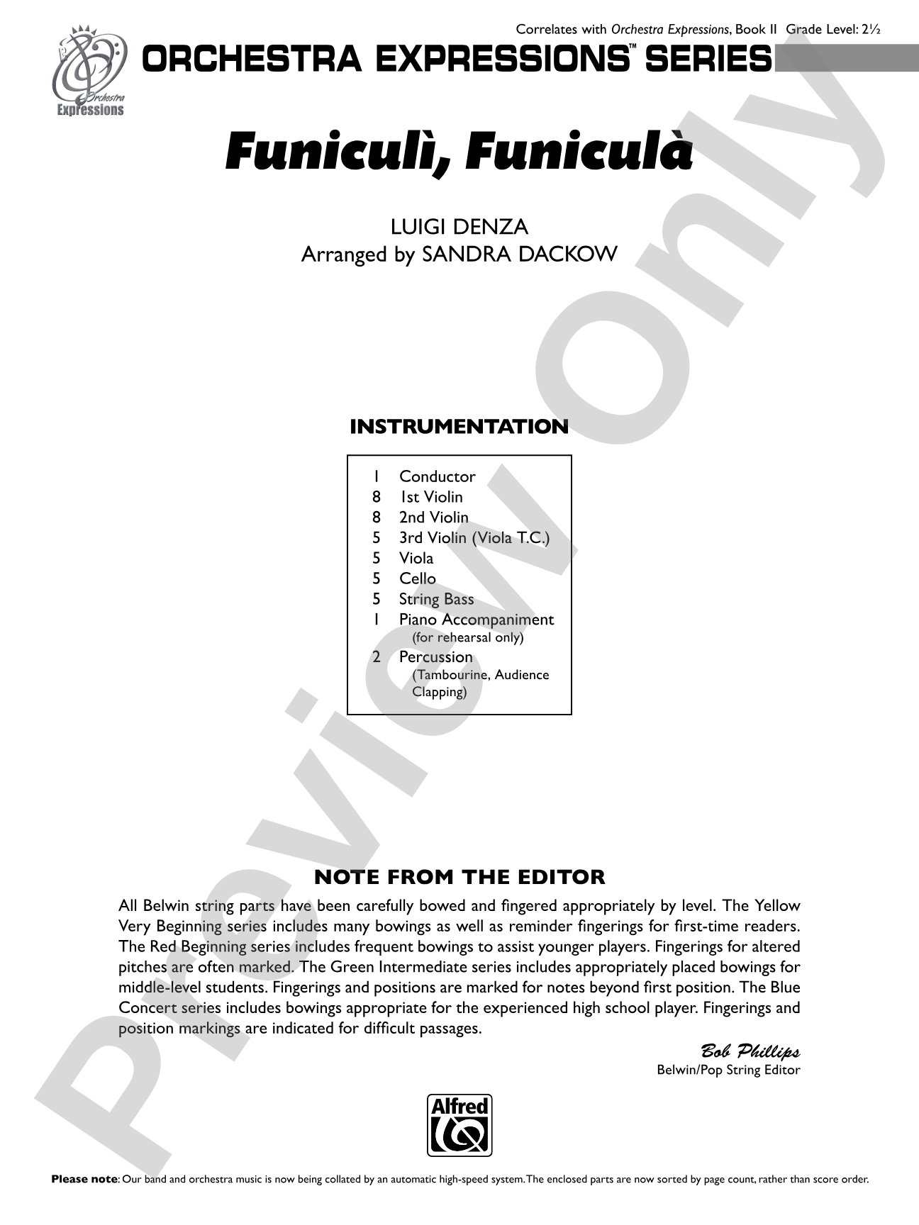 Funiculì, Funiculà: String Orchestra Conductor Score & Parts