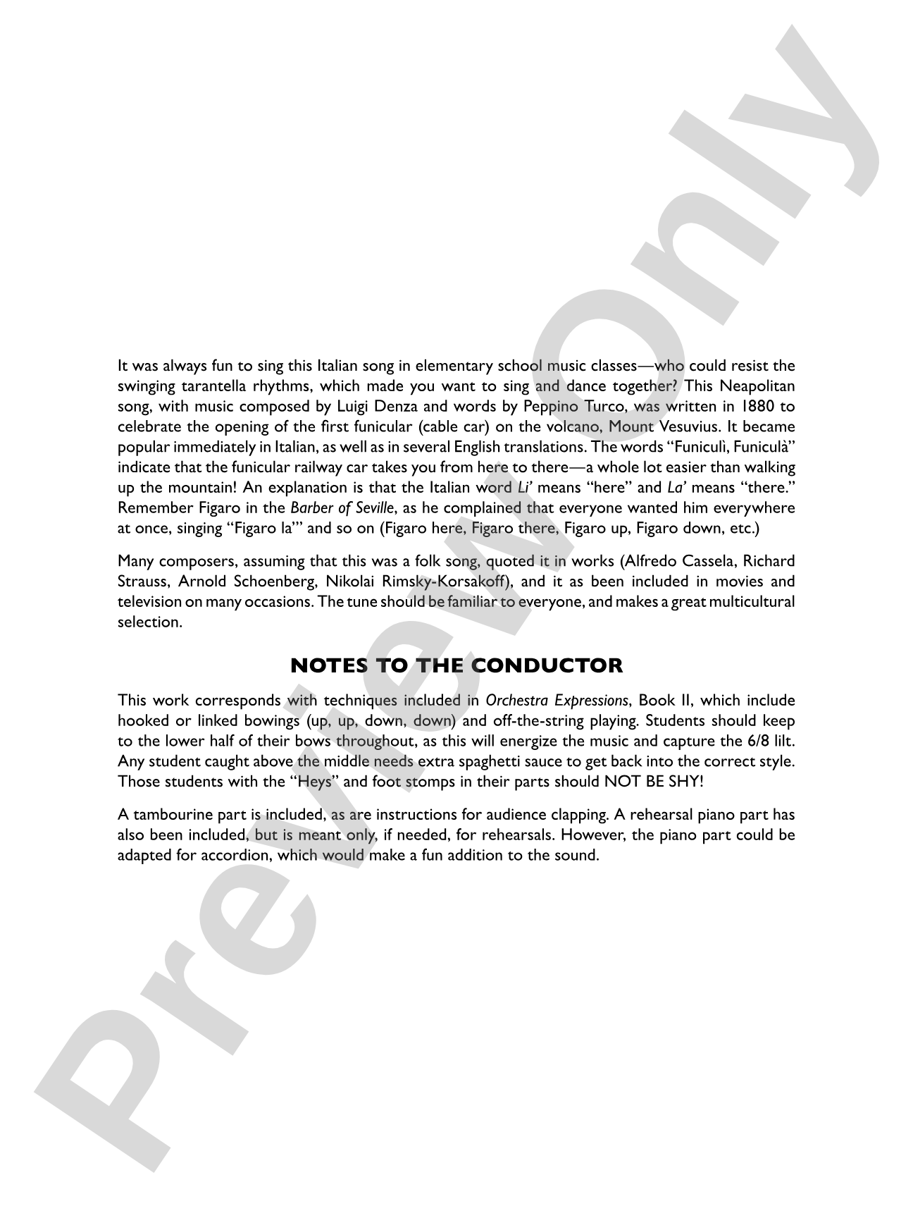 Funiculì, Funiculà: String Orchestra Conductor Score & Parts
