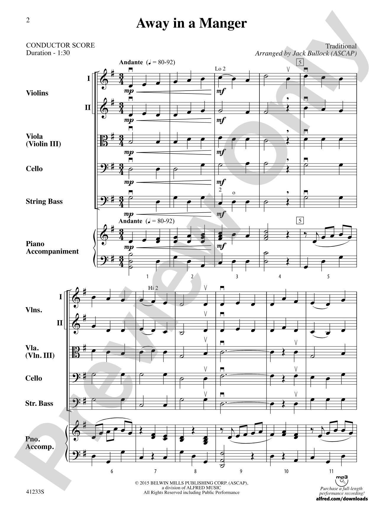 Away in a Manger: String Orchestra Conductor Score & Parts