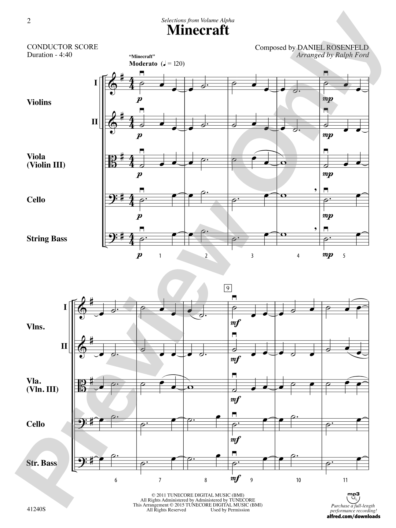 Minecraft: String Orchestra Conductor Score & Parts
