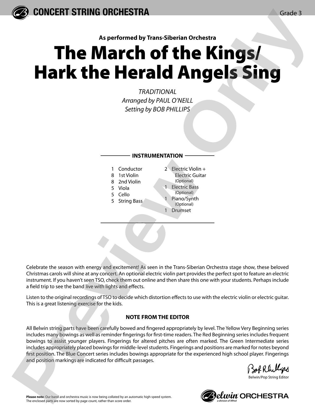 The March of the Kings / Hark the Herald Angels Sing: String Orchestra Conductor Score & Parts