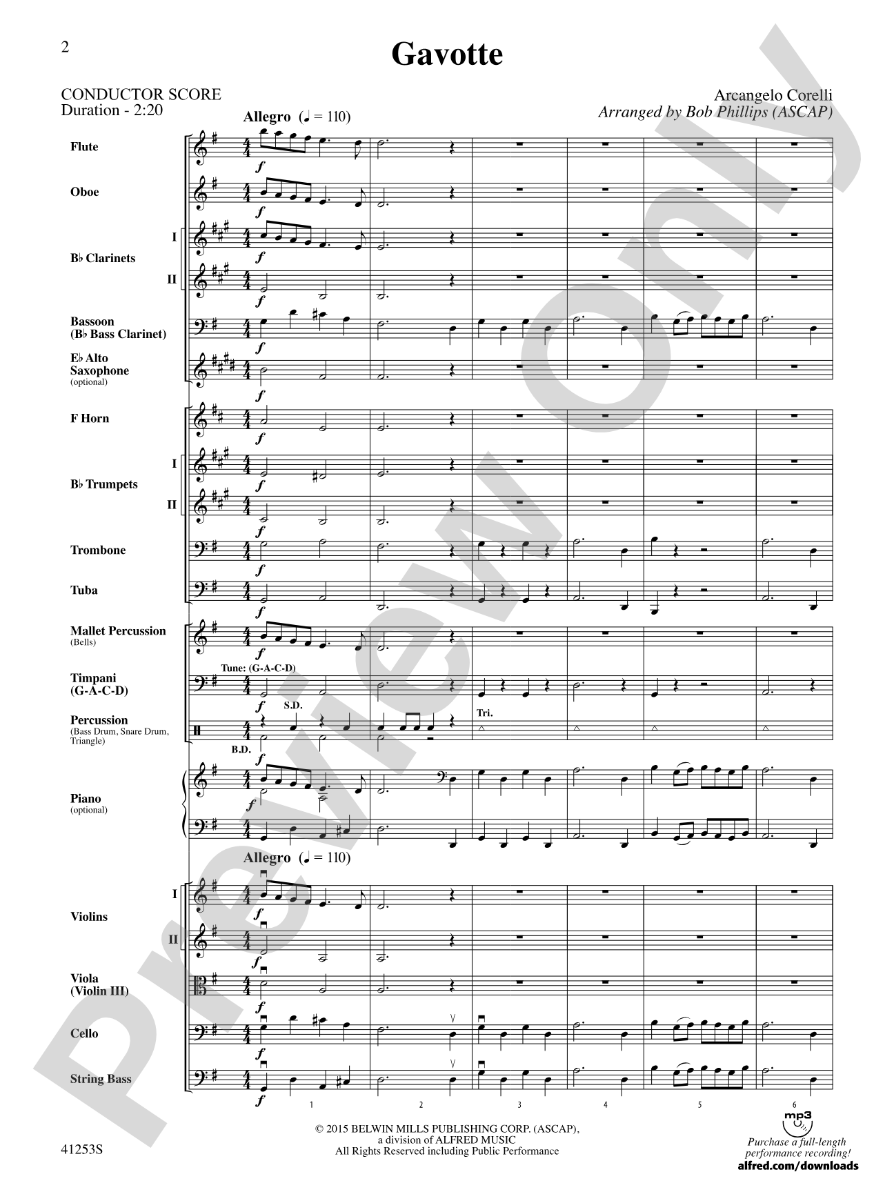 Gavotte: Full Orchestra Conductor Score & Parts