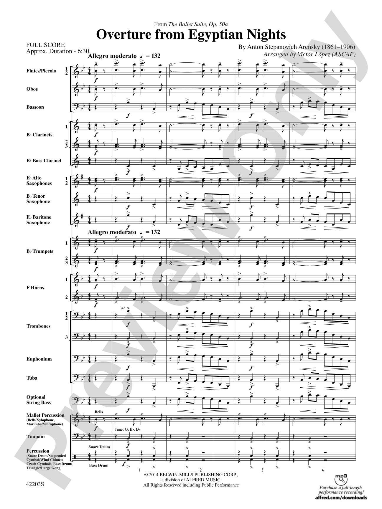 Overture from Egyptian Nights: Concert Band Conductor Score & Parts