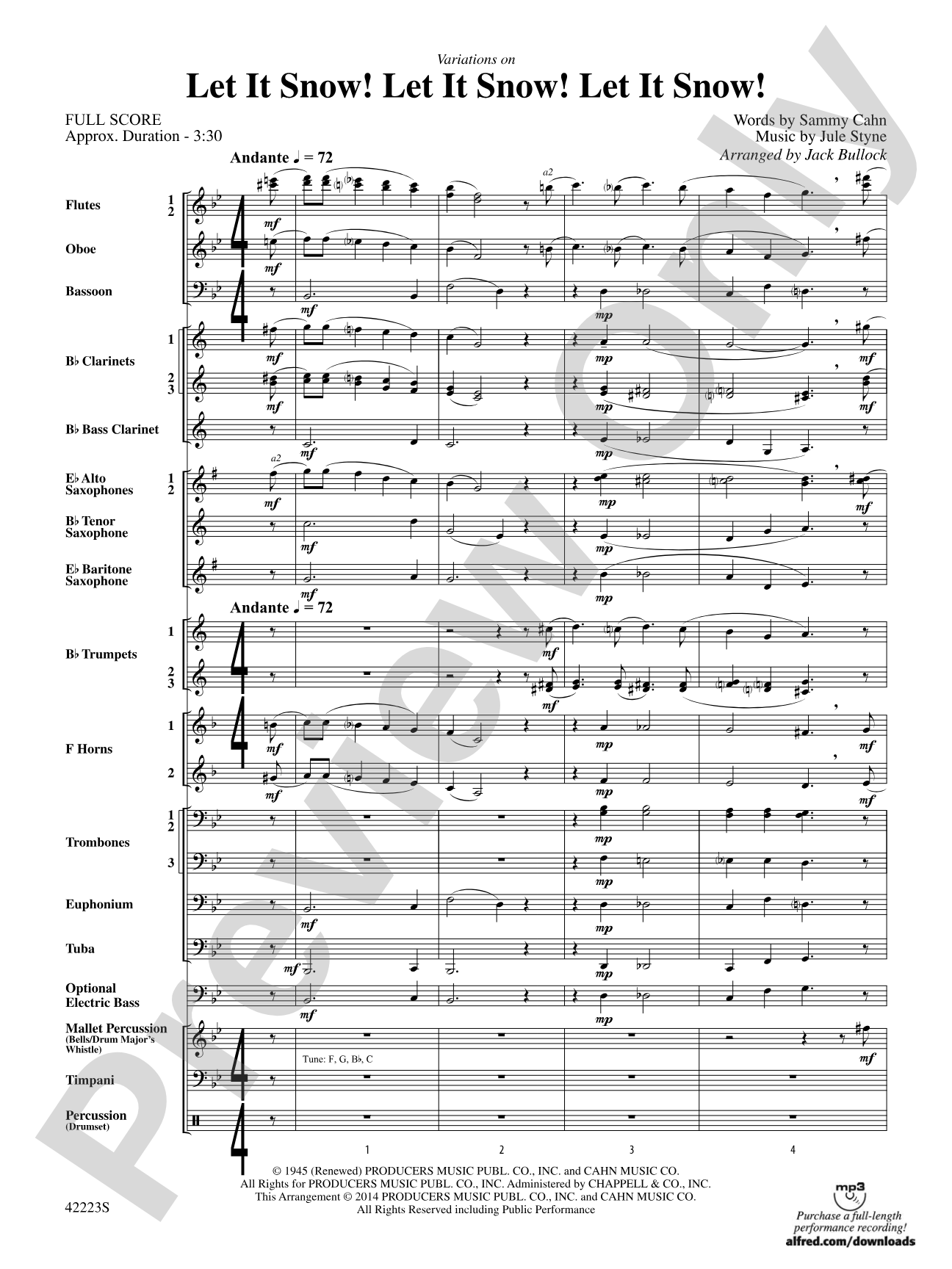 Let It Snow! Let It Snow! Let It Snow!, Variations on: Concert Band Conductor Score & Parts