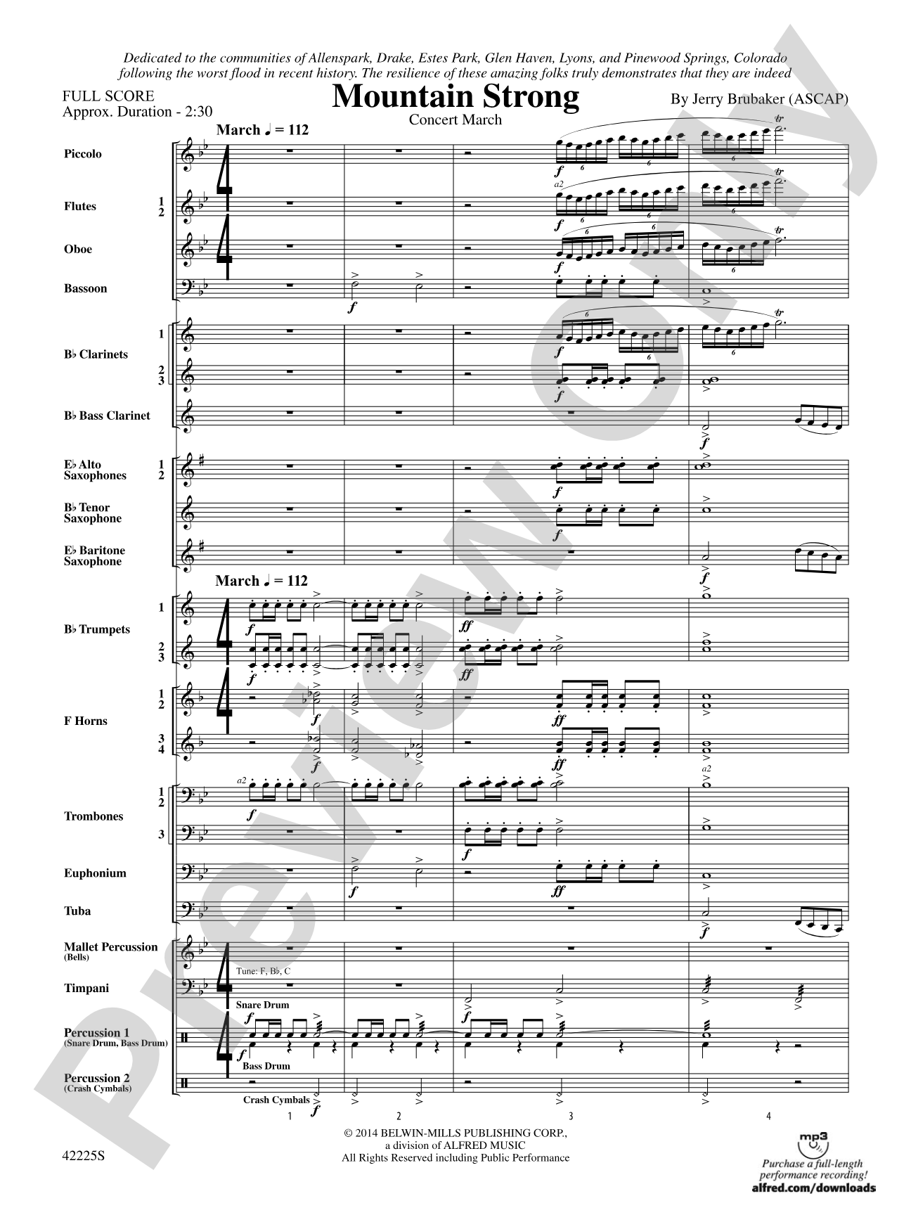 Mountain Strong: Concert Band Conductor Score & Parts