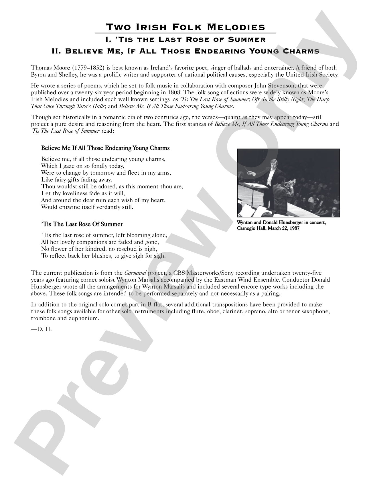 Two Irish Folk Melodies: Concert Band Conductor Score & Parts