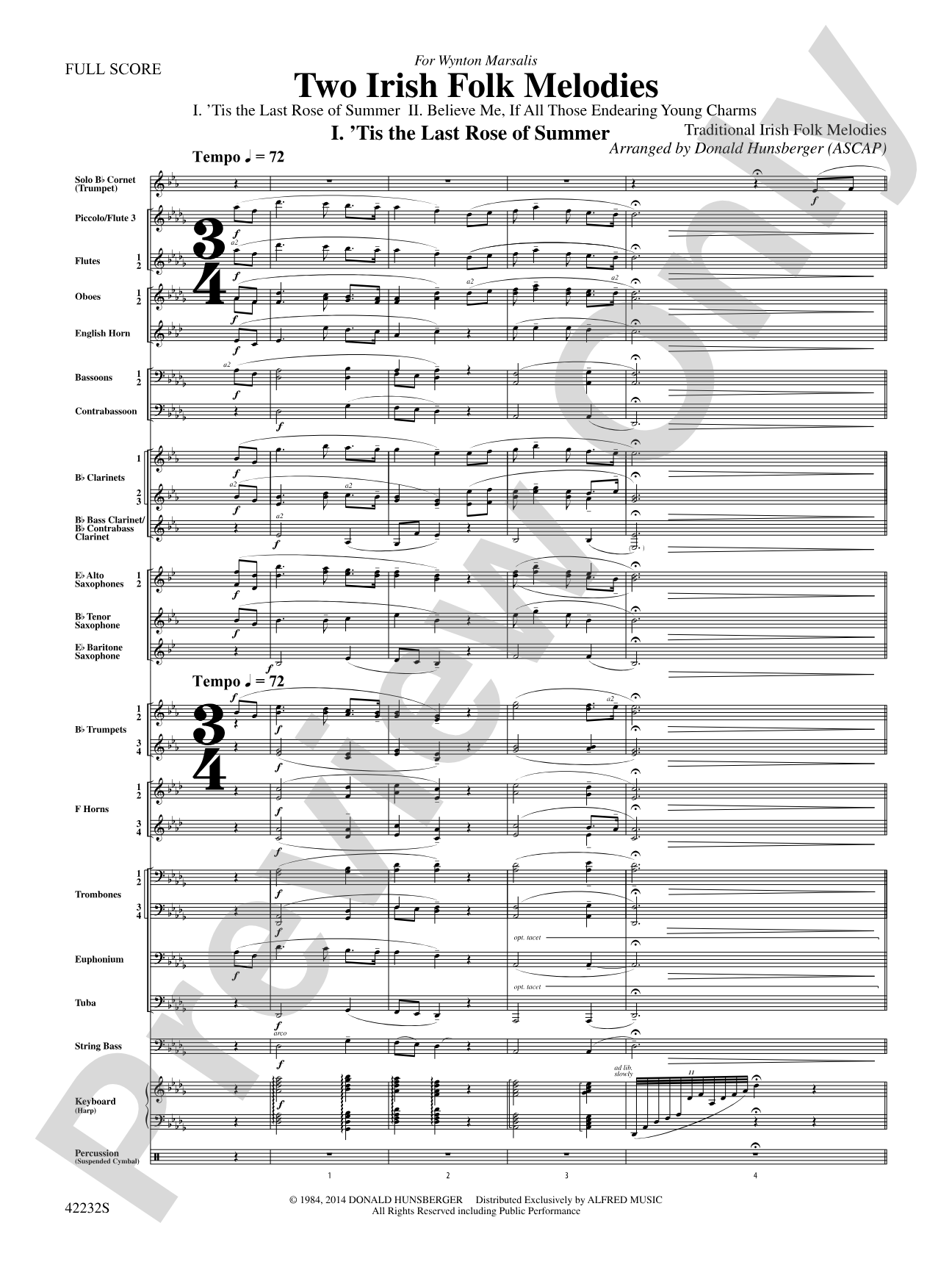 Two Irish Folk Melodies: Concert Band Conductor Score & Parts