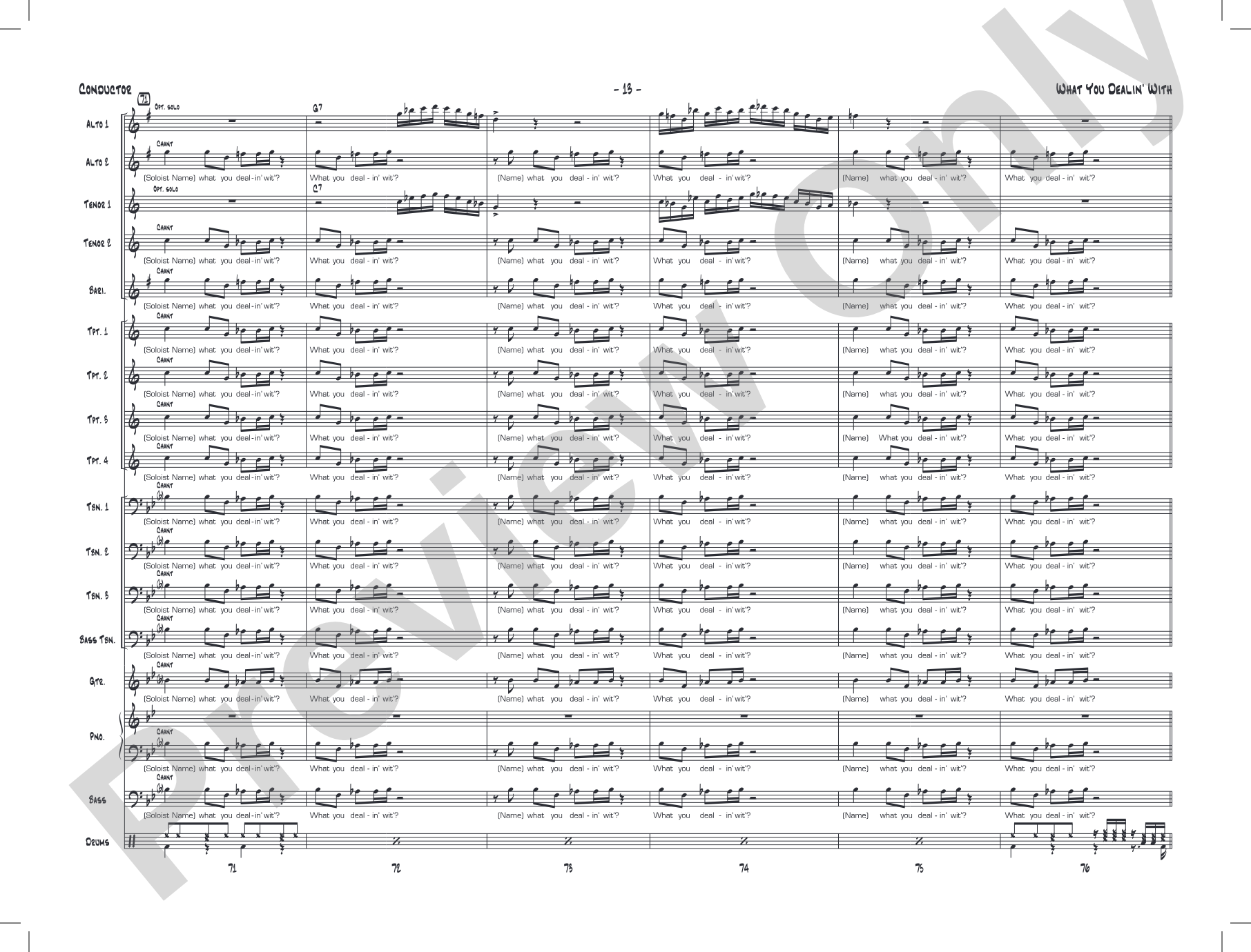 What You Dealin' With: Jazz Ensemble Conductor Score & Parts