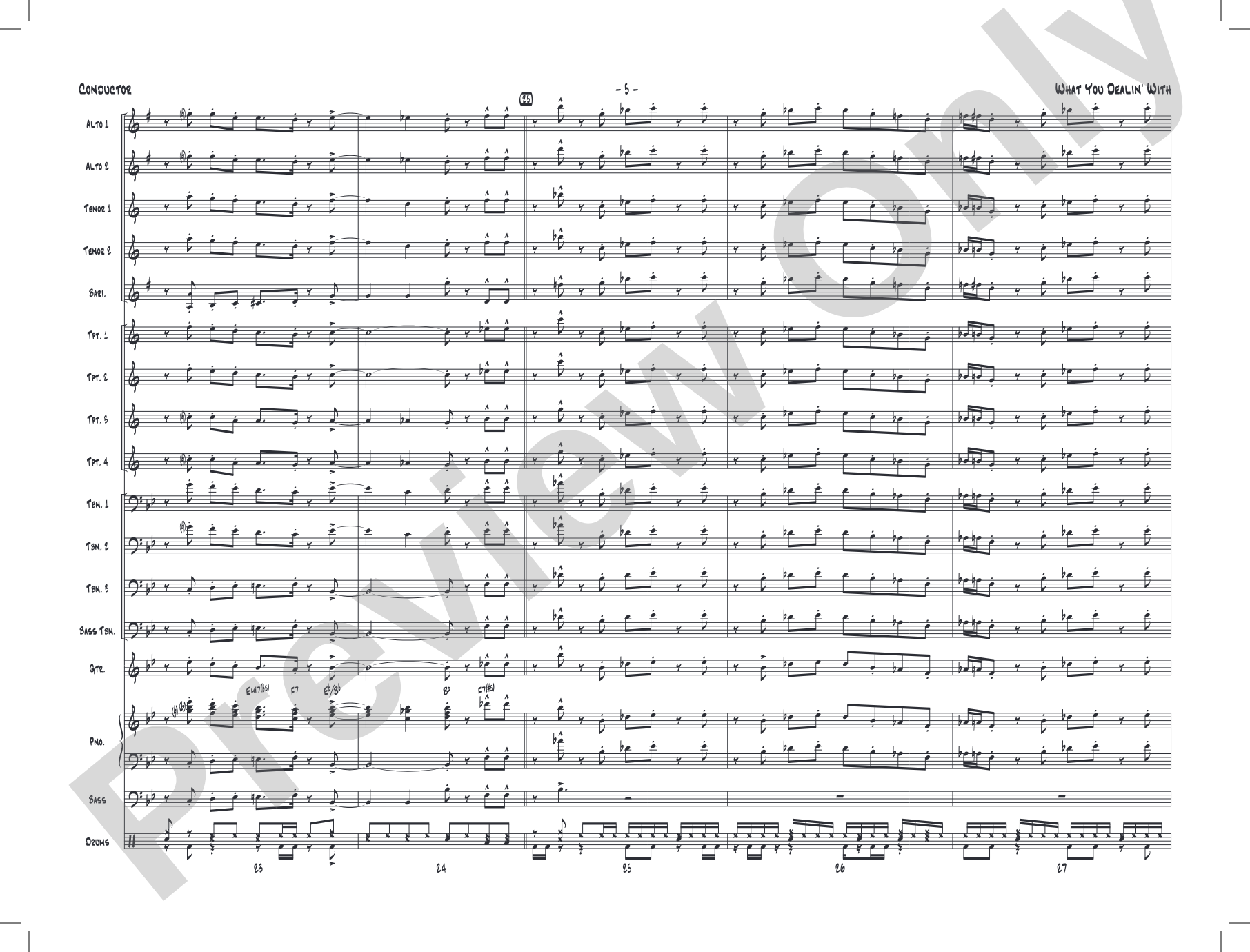 What You Dealin' With: Jazz Ensemble Conductor Score & Parts