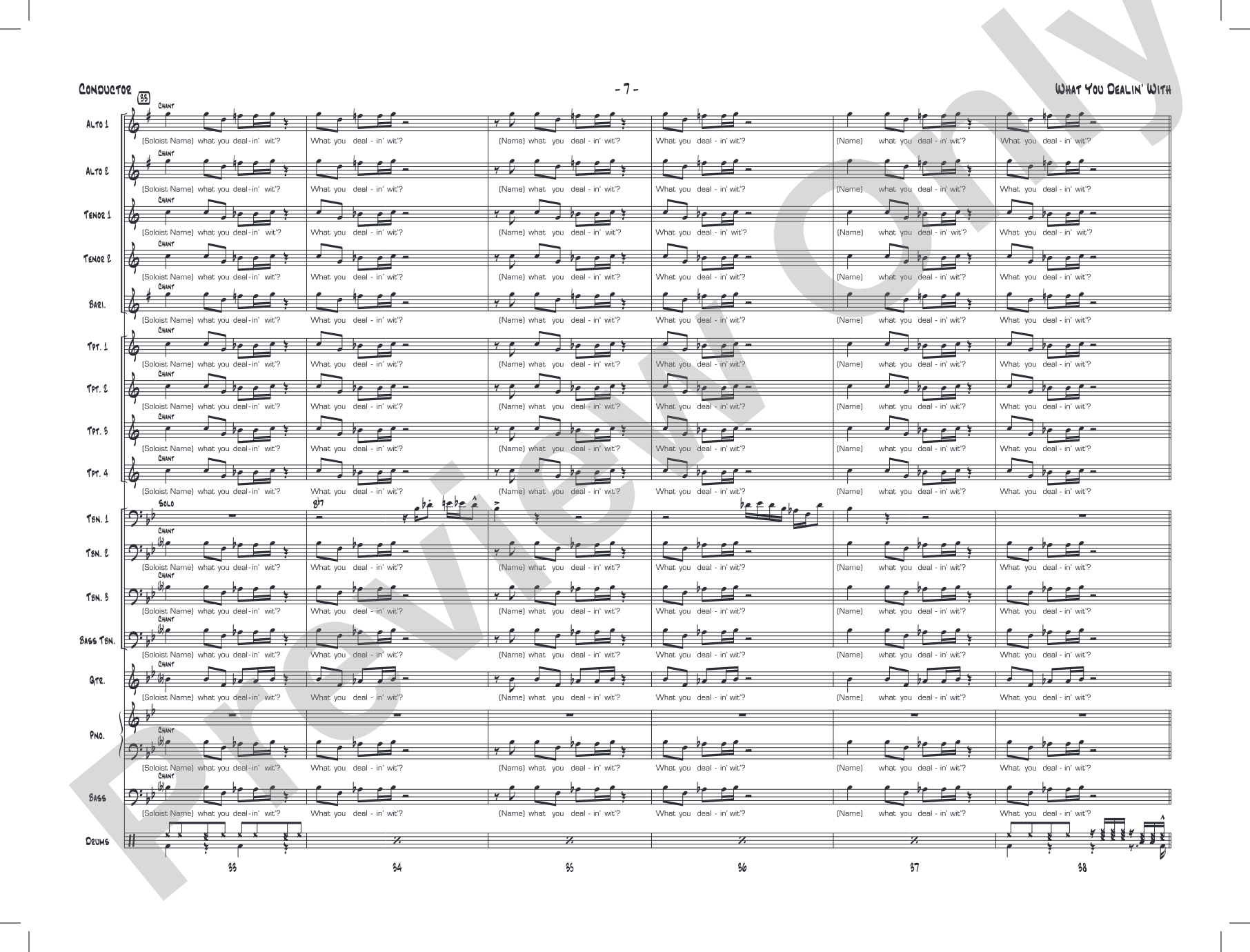 What You Dealin' With: Jazz Ensemble Conductor Score & Parts