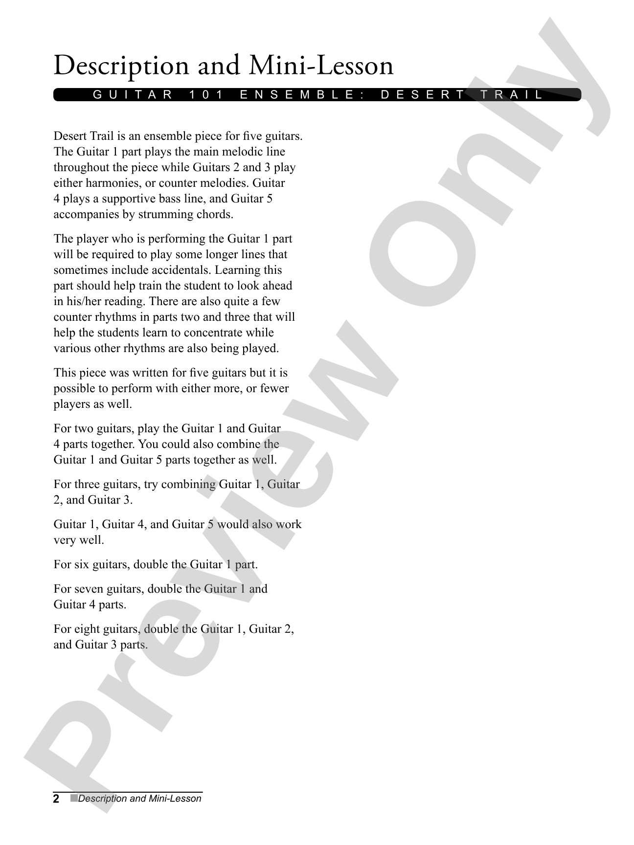 Alfred's Guitar 101, Ensemble: Desert Trail: Guitar Score & Parts