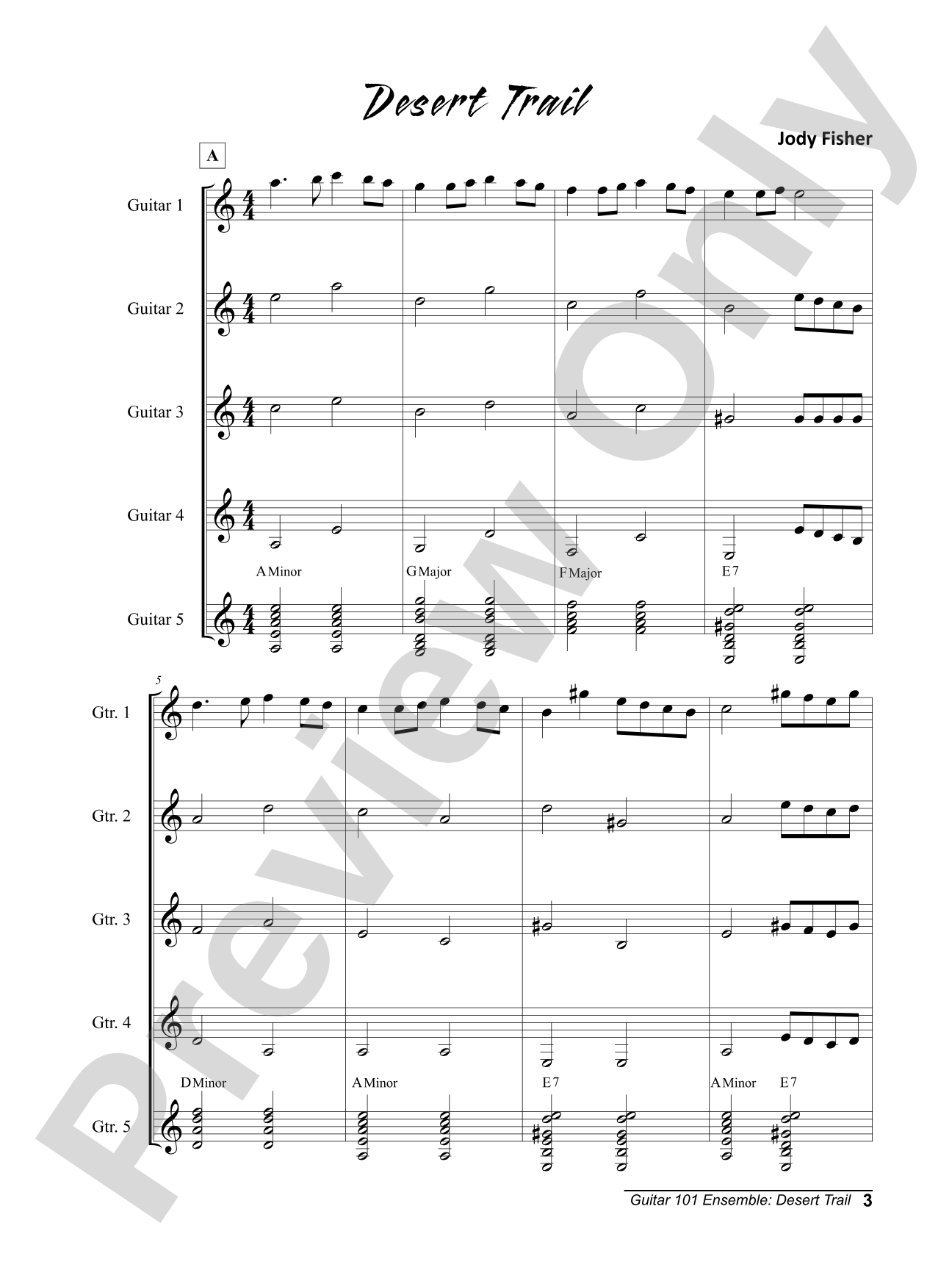 Alfred's Guitar 101, Ensemble: Desert Trail: Guitar Score & Parts