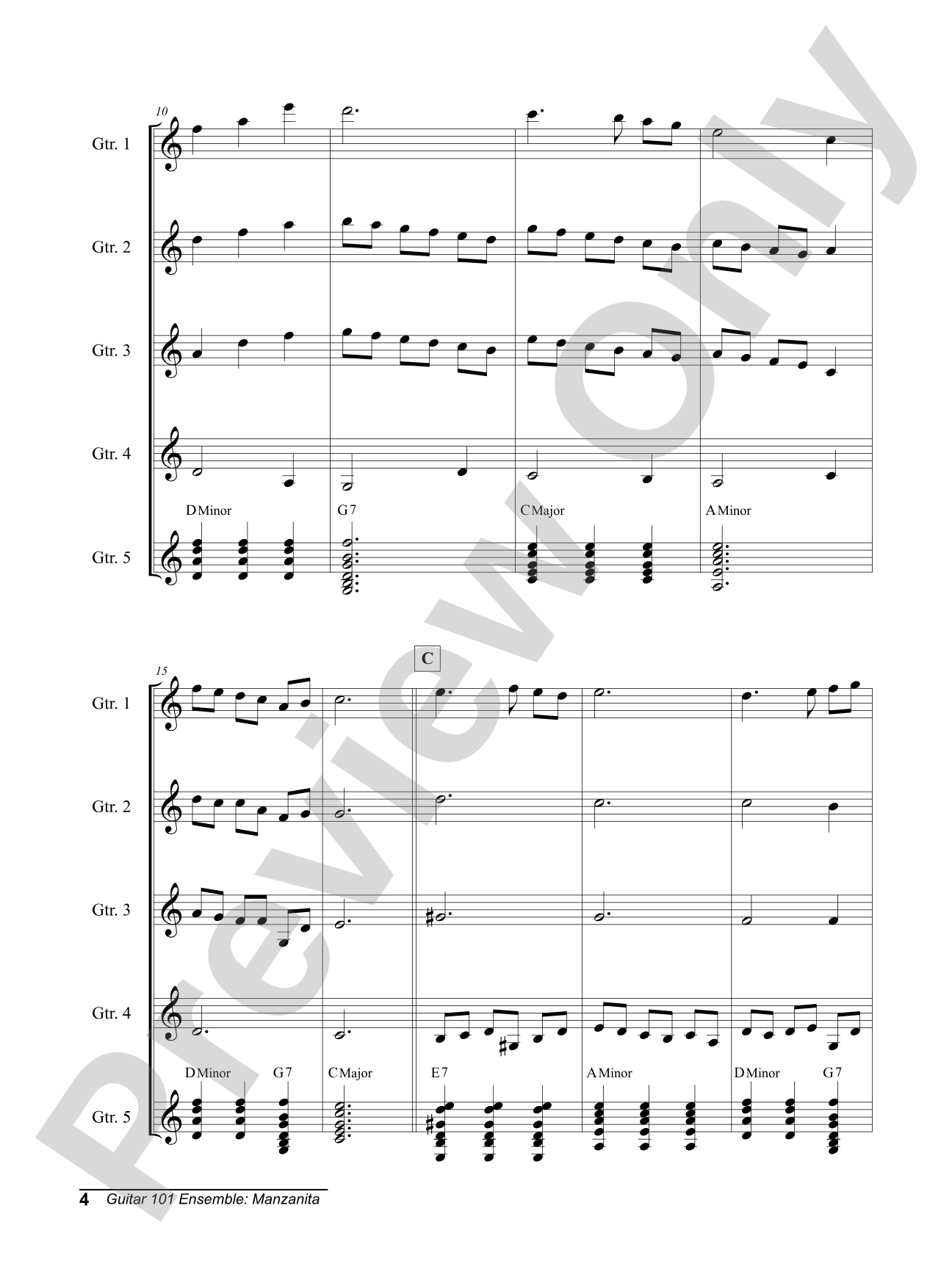 Alfred's Guitar 101, Ensemble: Manzanita: Guitar Score & Parts
