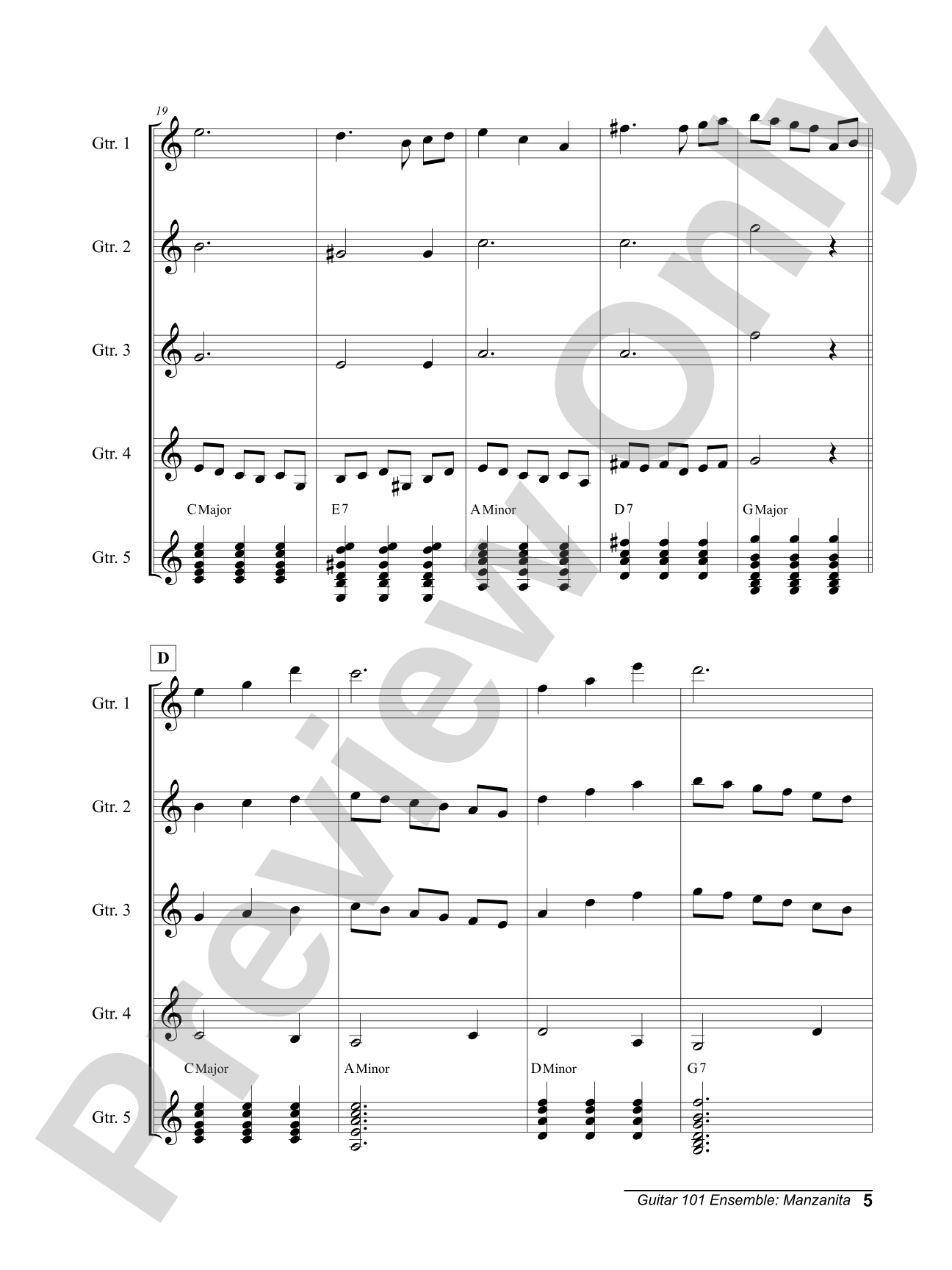 Alfred's Guitar 101, Ensemble: Manzanita: Guitar Score & Parts