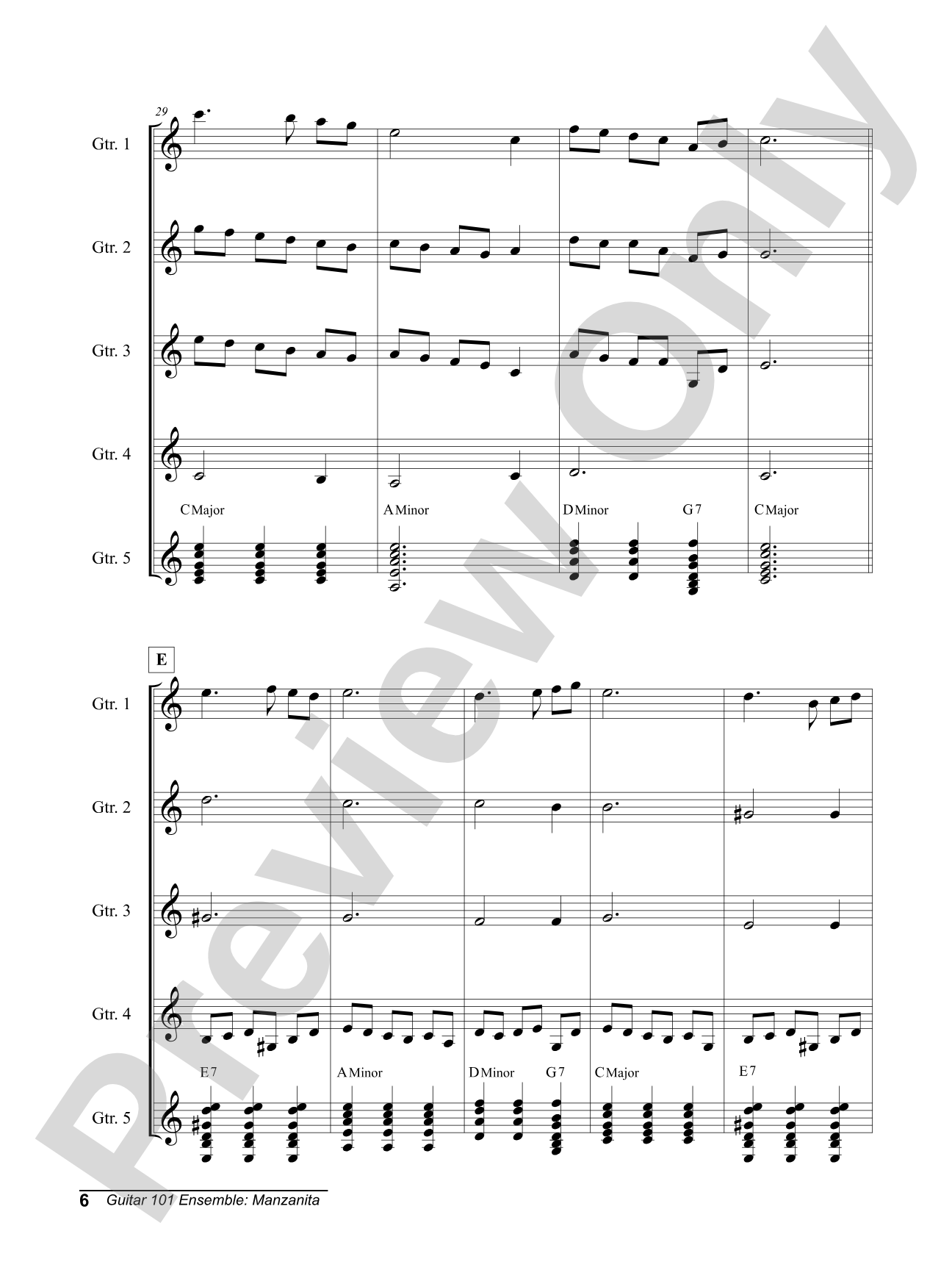Alfred's Guitar 101, Ensemble: Manzanita: Guitar Score & Parts