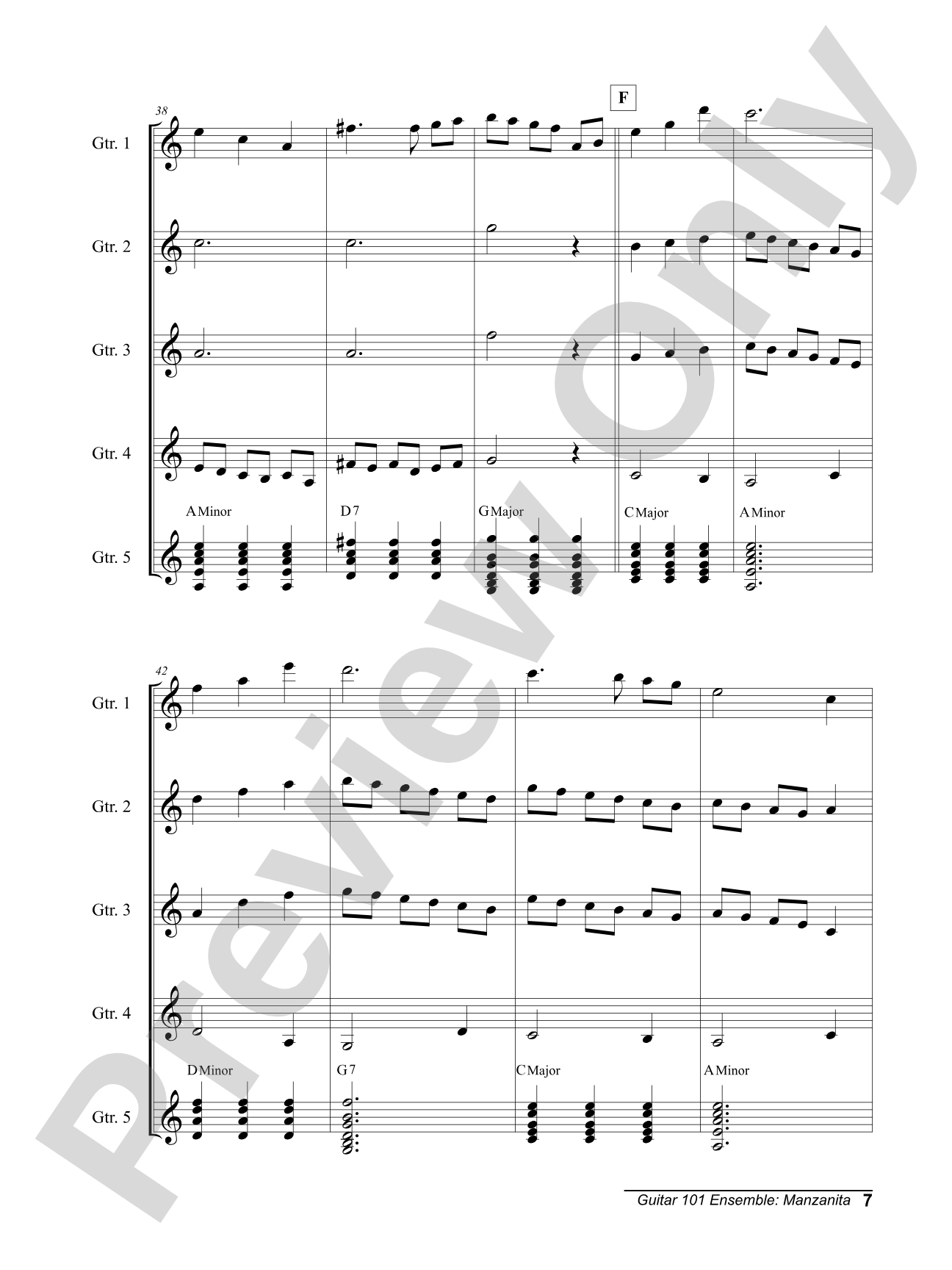 Alfred's Guitar 101, Ensemble: Manzanita: Guitar Score & Parts
