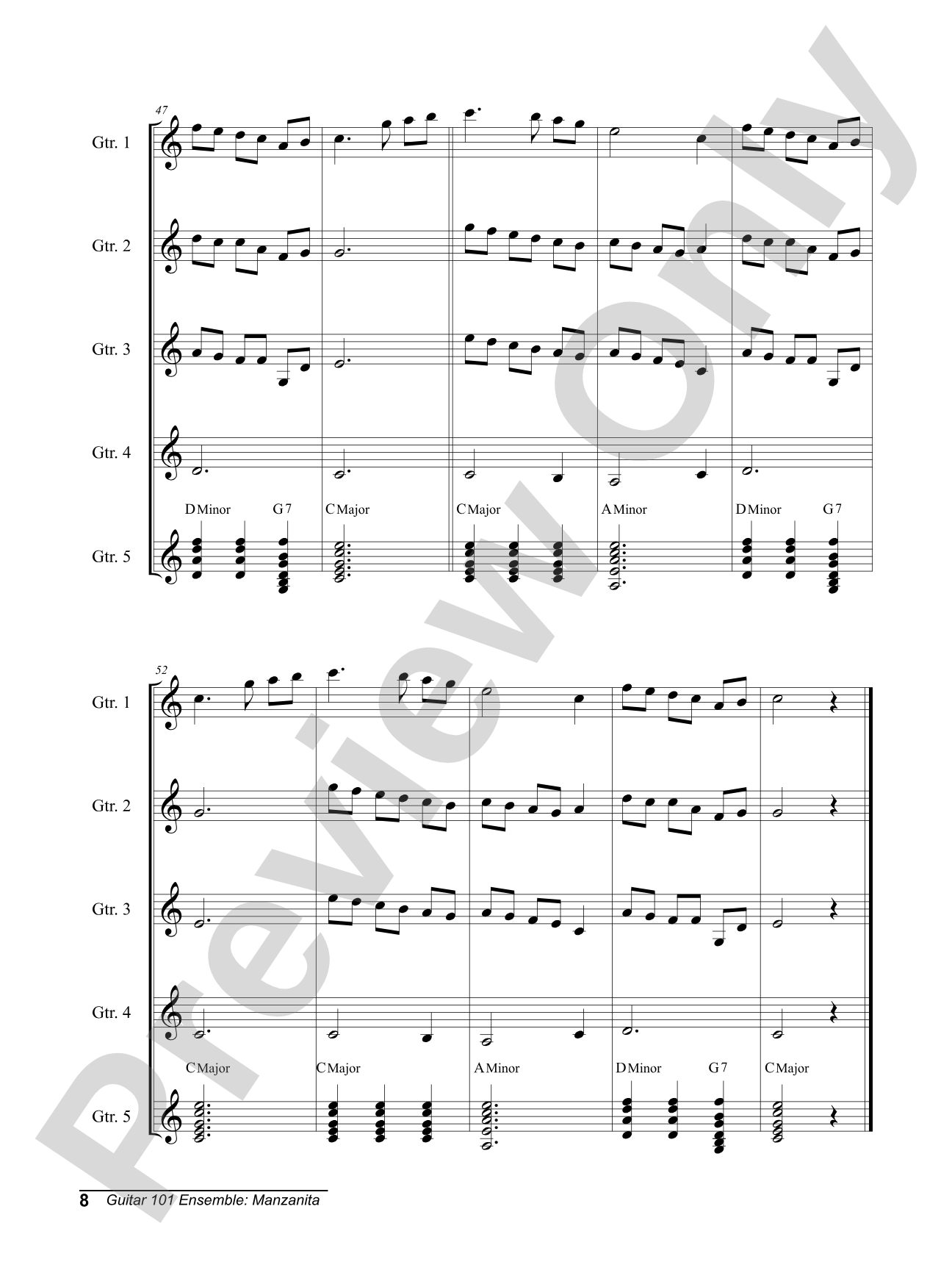 Alfred's Guitar 101, Ensemble: Manzanita: Guitar Score & Parts