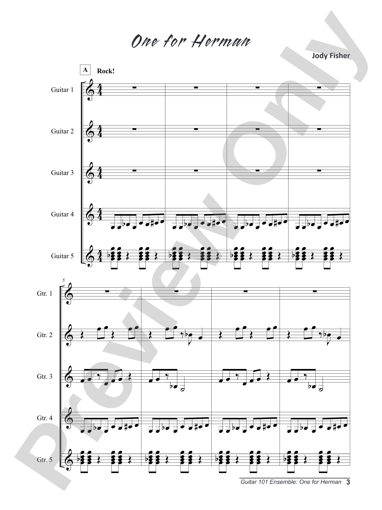 Alfred's Guitar 101, Ensemble: One for Herman: Guitar Score & Parts
