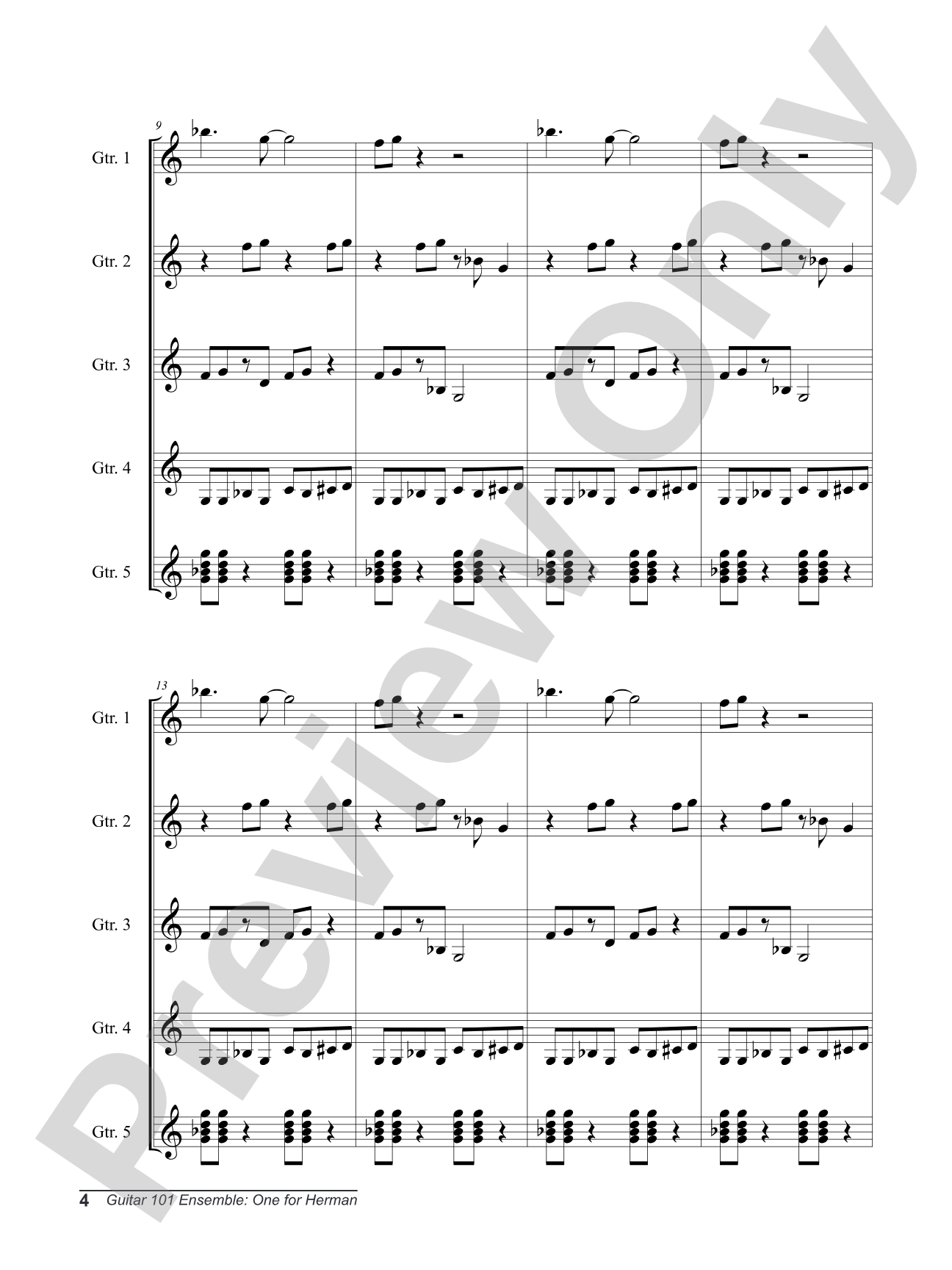 Alfred's Guitar 101, Ensemble: One for Herman: Guitar Score & Parts