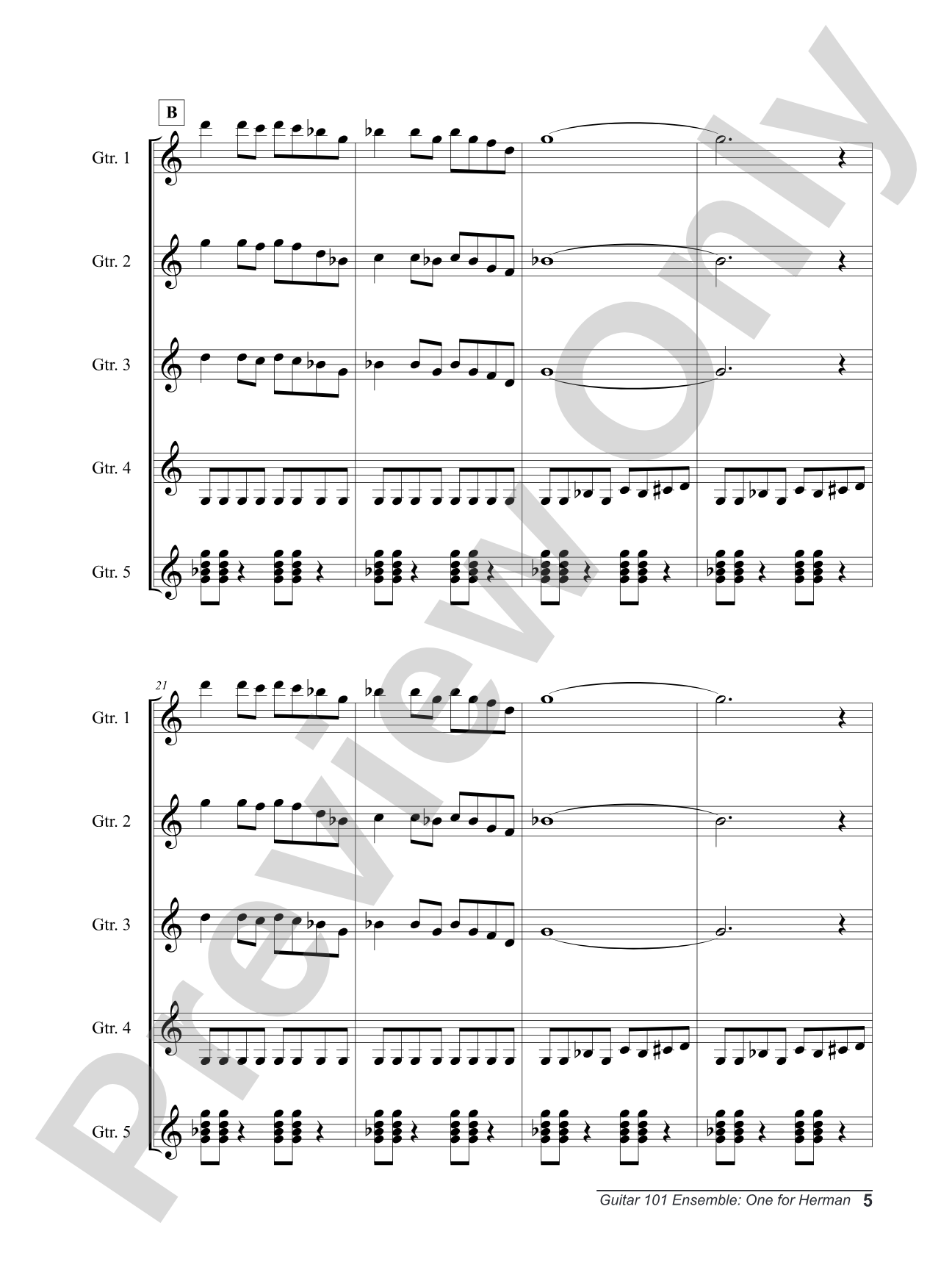 Alfred's Guitar 101, Ensemble: One for Herman: Guitar Score & Parts