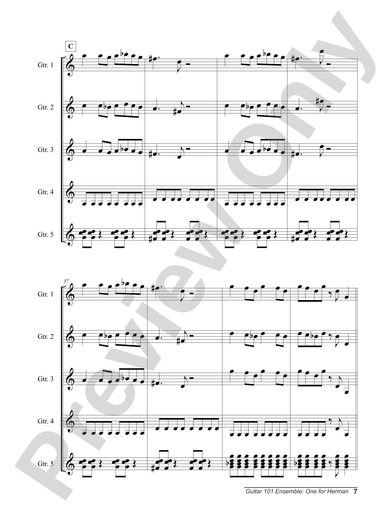 Alfred's Guitar 101, Ensemble: One for Herman: Guitar Score & Parts