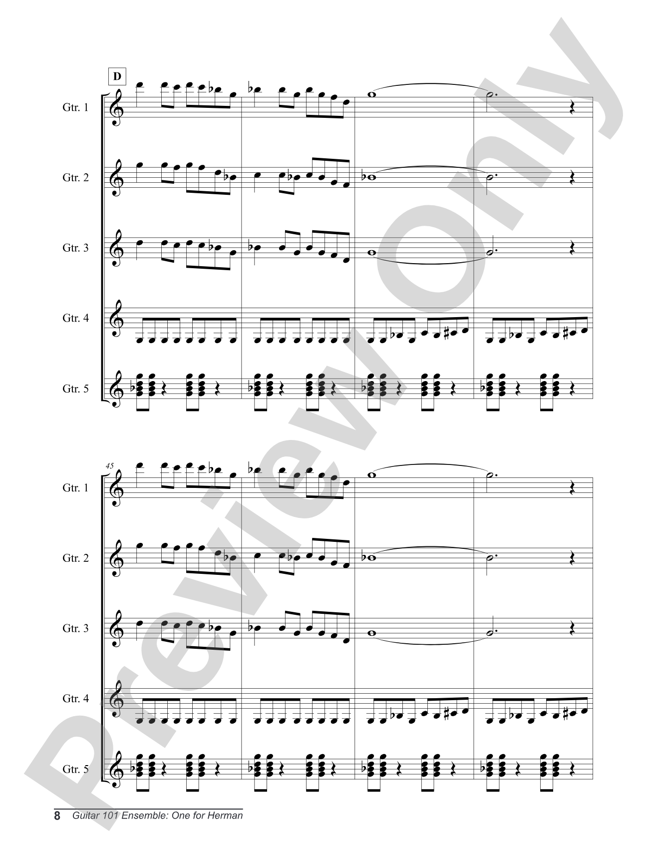 Alfred's Guitar 101, Ensemble: One for Herman: Guitar Score & Parts
