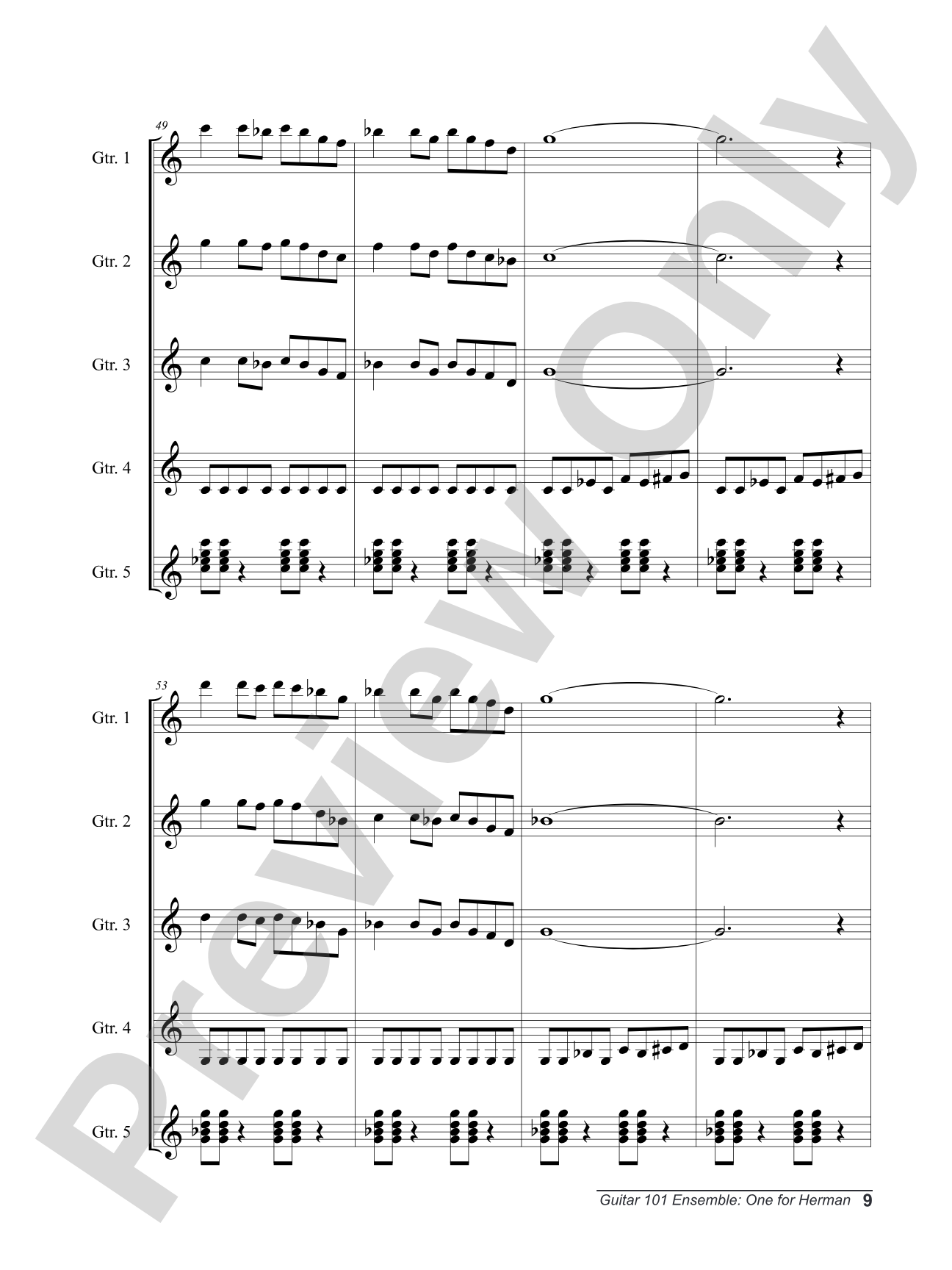 Alfred's Guitar 101, Ensemble: One for Herman: Guitar Score & Parts