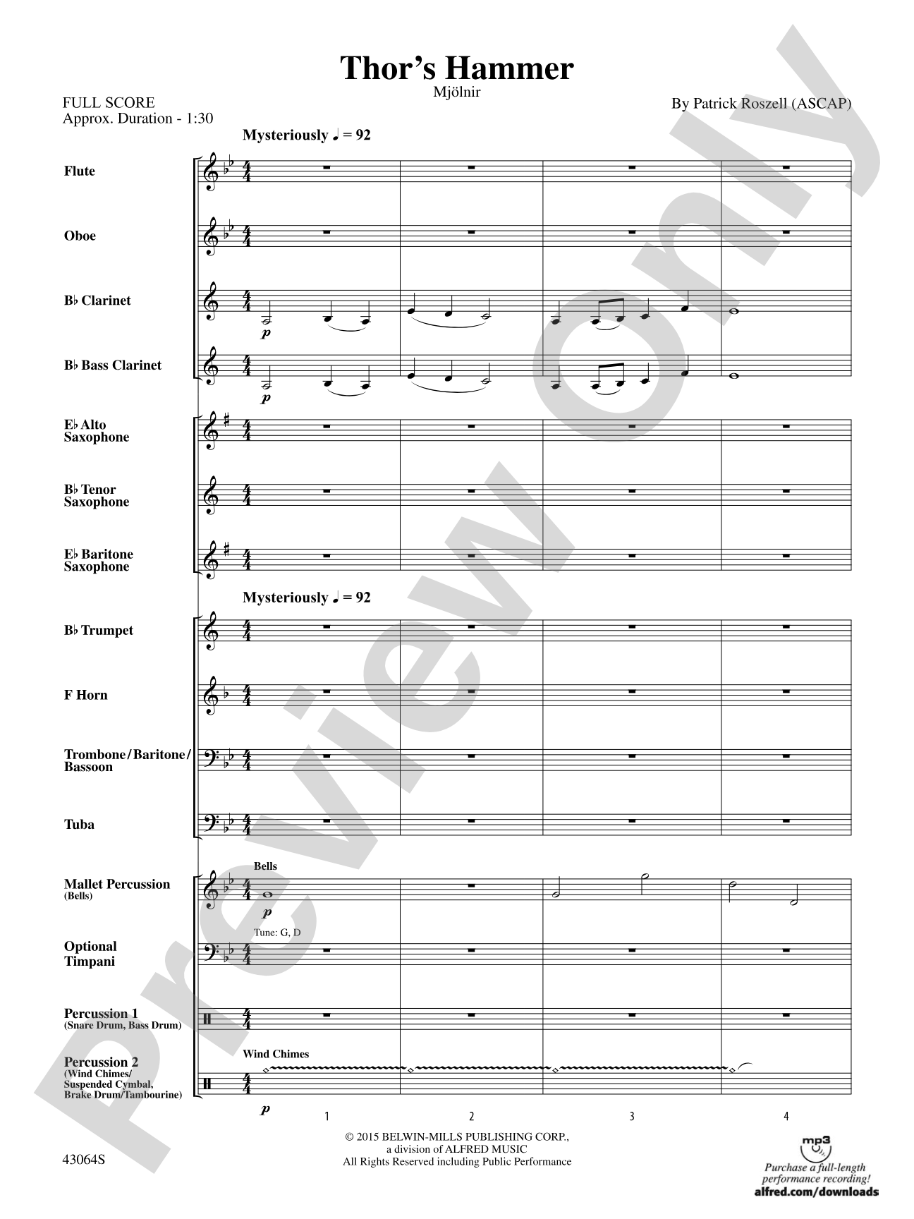 Thor's Hammer: Concert Band Conductor Score & Parts