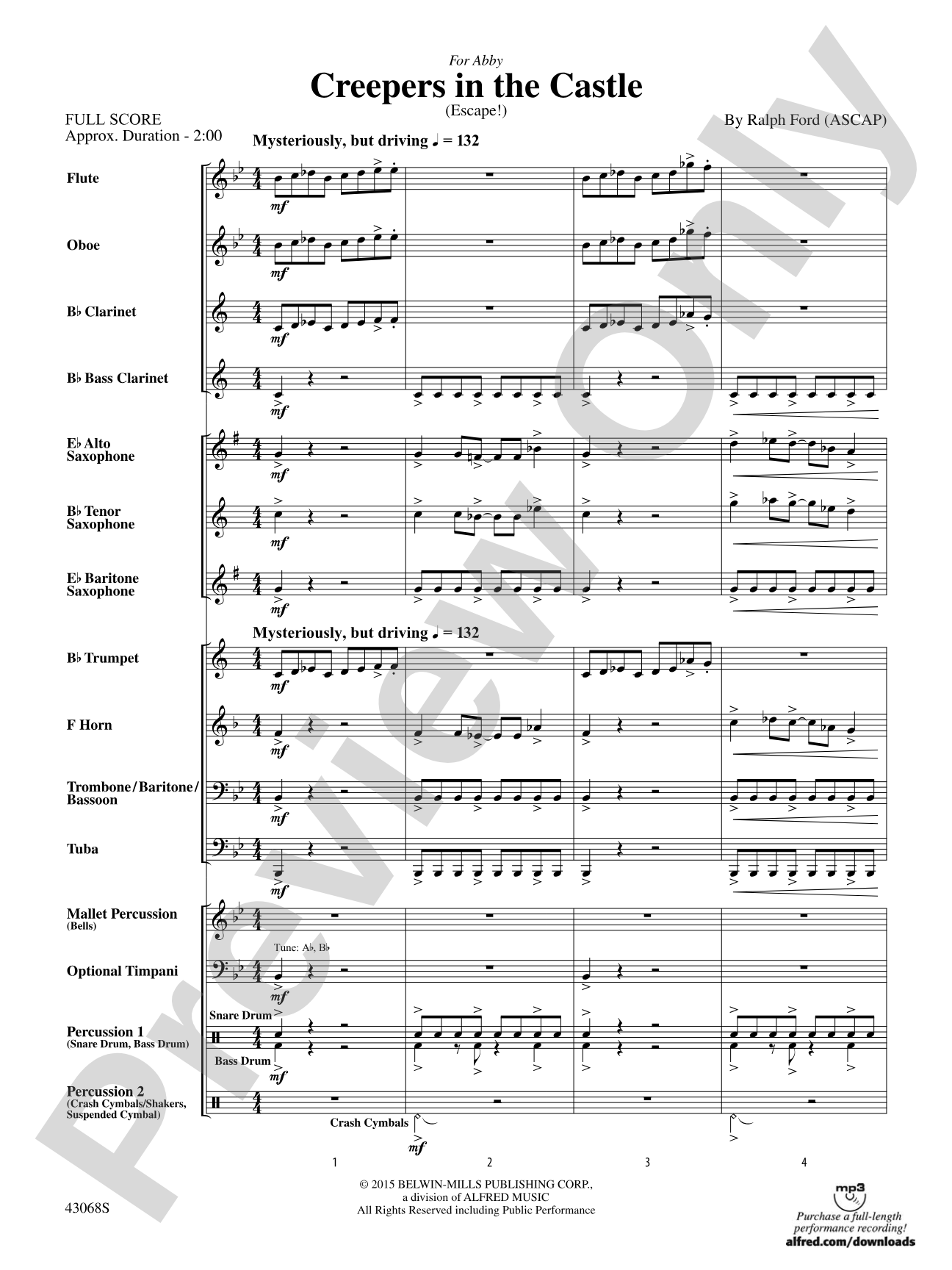 Creepers in the Castle: Concert Band Conductor Score & Parts