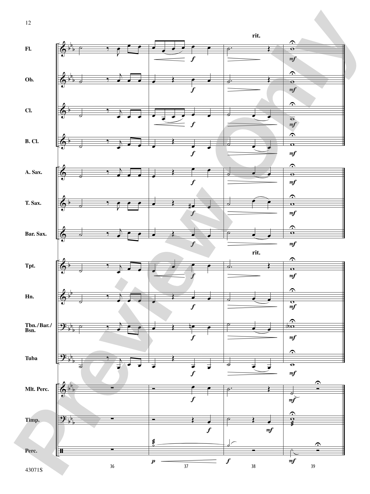Pavane: Concert Band Conductor Score & Parts