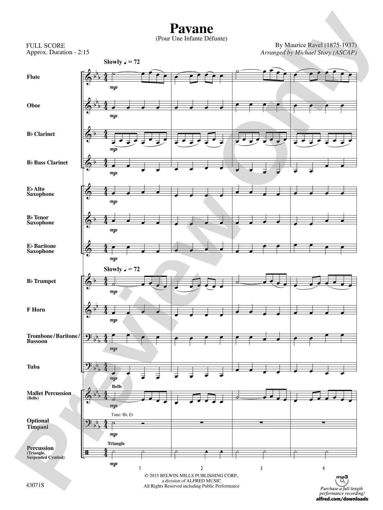 Pavane: Concert Band Conductor Score & Parts