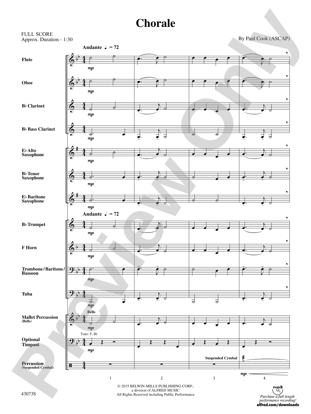 Chorale: Concert Band Conductor Score & Parts