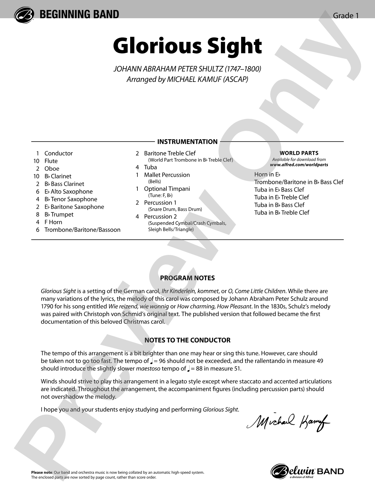 Glorious Sight: Concert Band Conductor Score & Parts