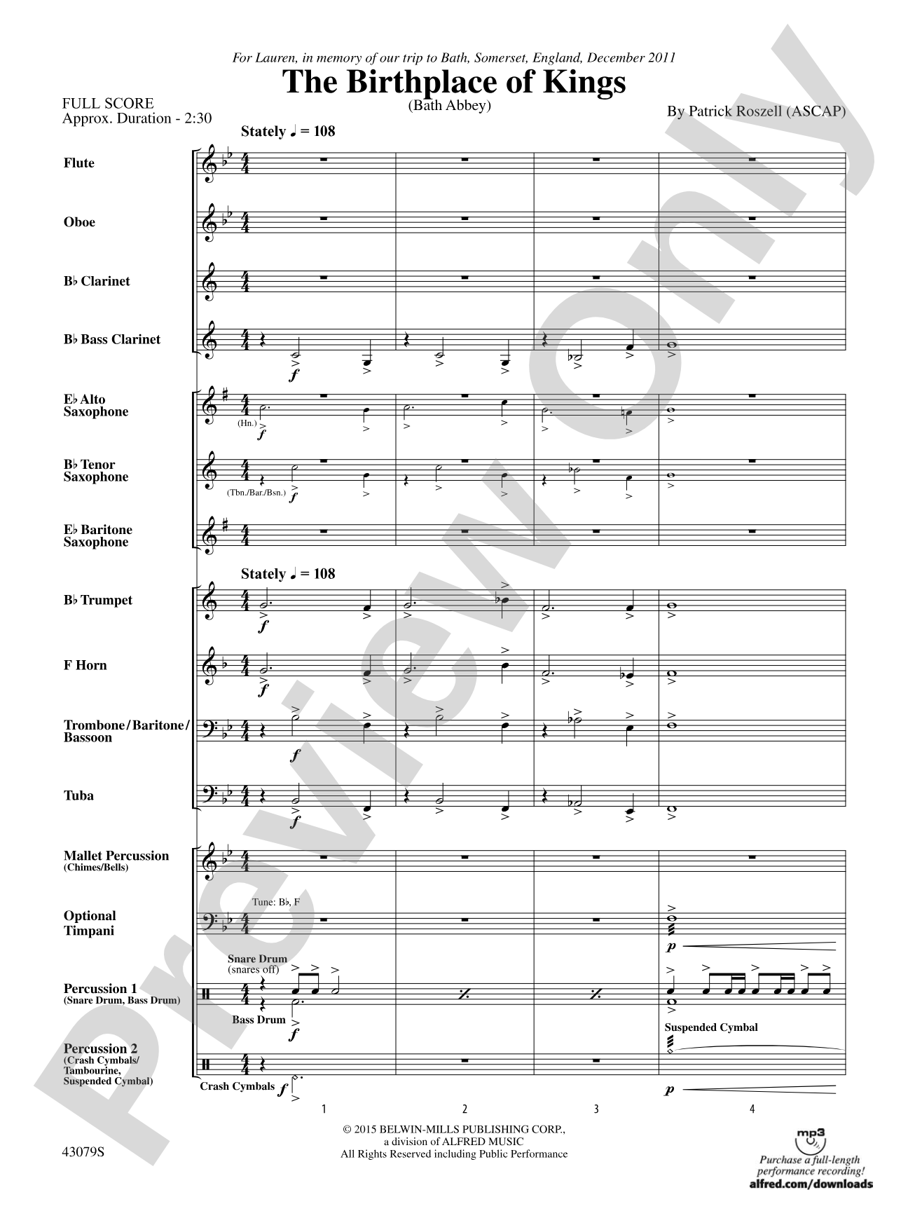 The Birthplace of Kings: Concert Band Conductor Score & Parts
