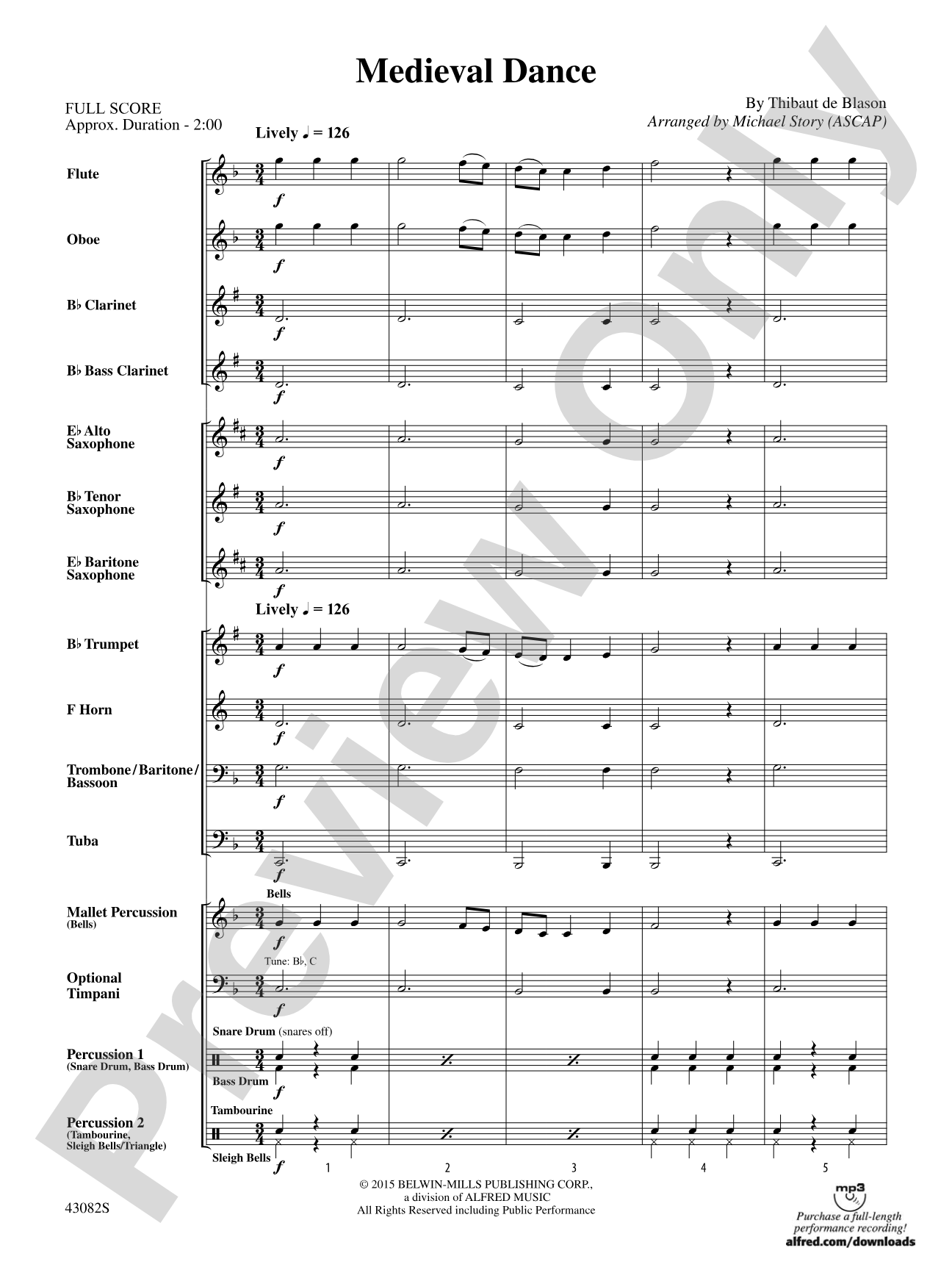 Medieval Dance: Concert Band Conductor Score & Parts