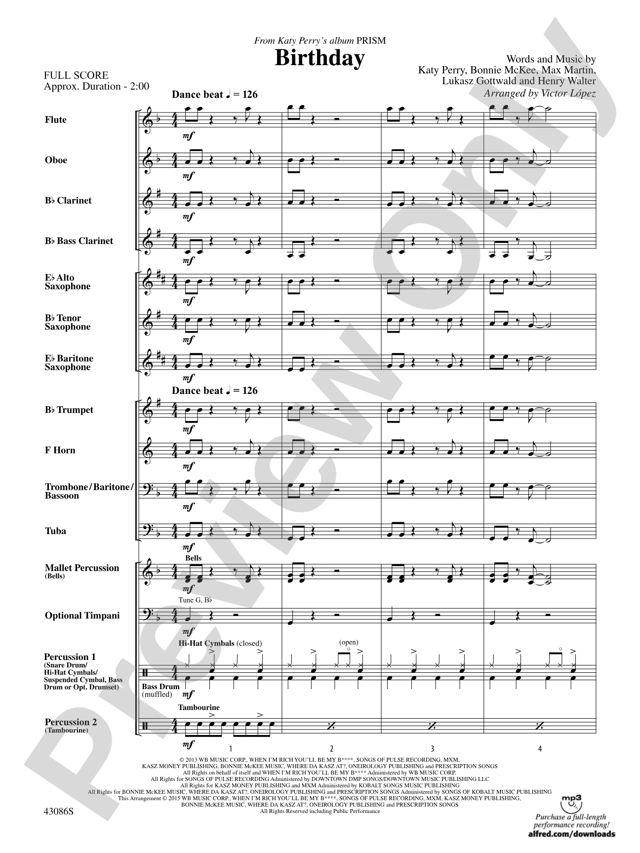 Birthday: Concert Band Conductor Score & Parts