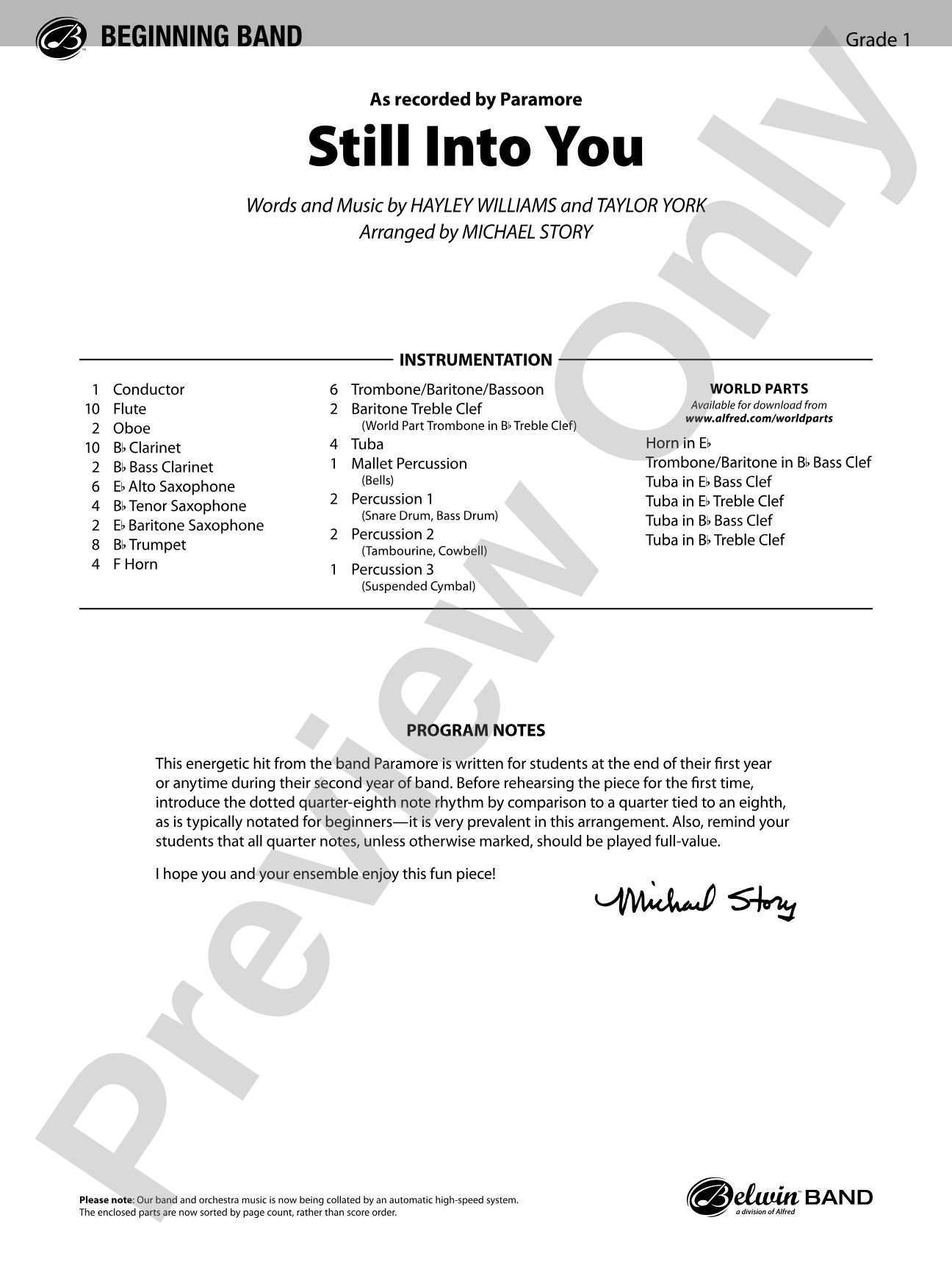 Still Into You: Concert Band Conductor Score & Parts
