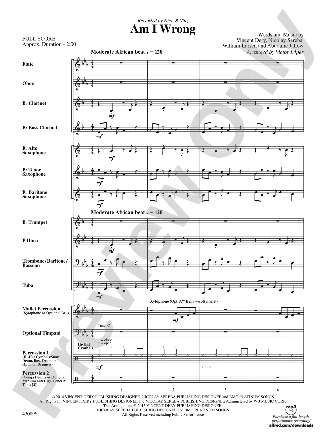 Am I Wrong: Concert Band Conductor Score & Parts