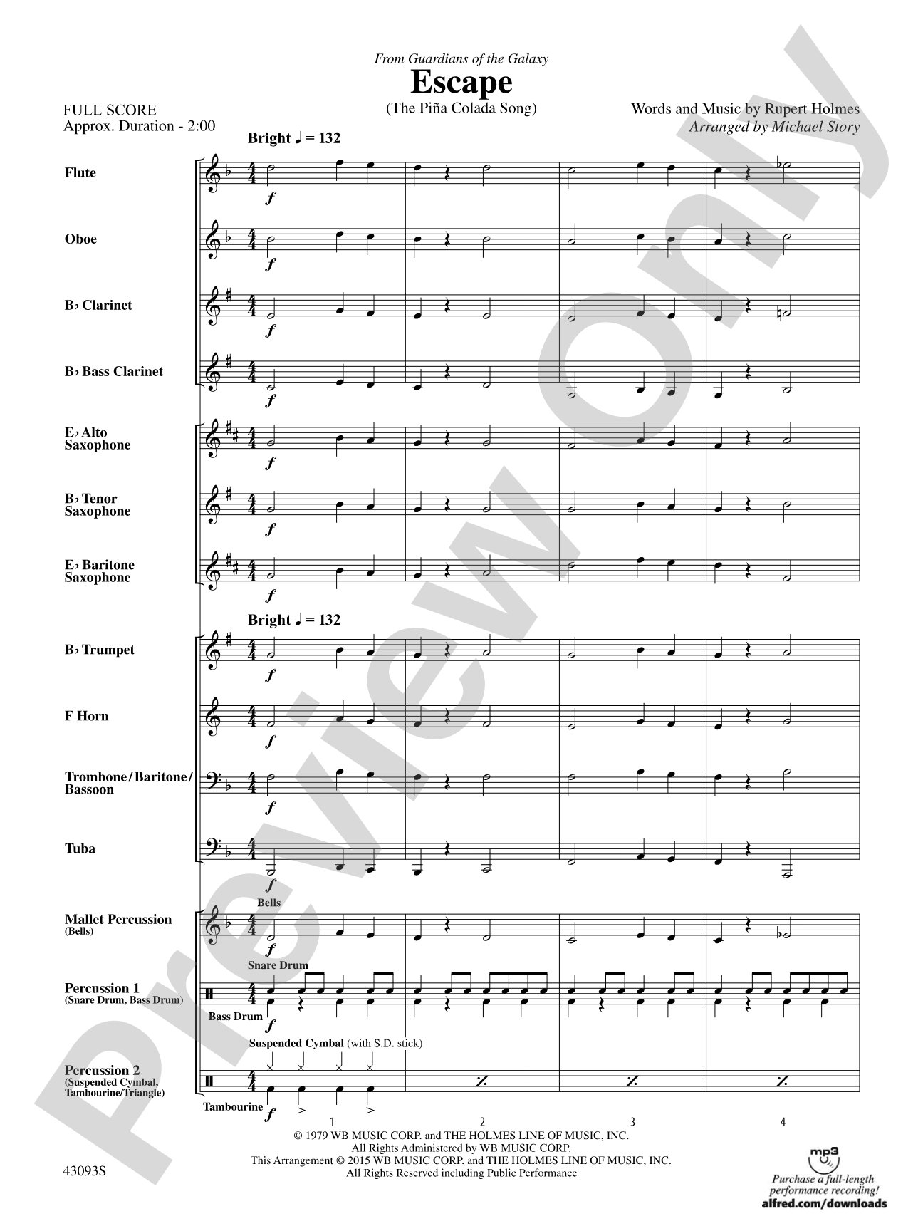 Escape (from Guardians of the Galaxy): Concert Band Conductor Score & Parts