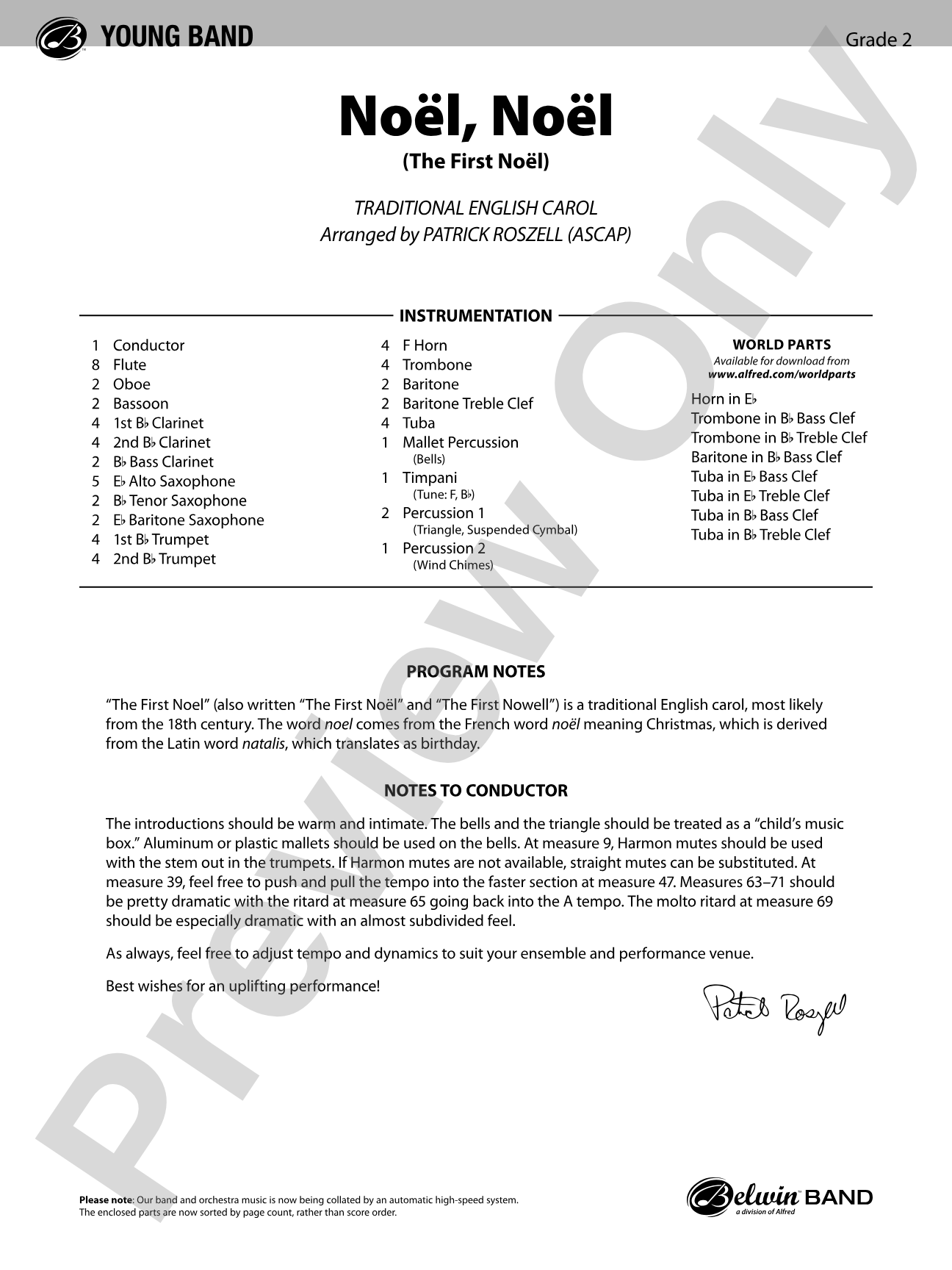 Noël, Noël: Concert Band Conductor Score & Parts