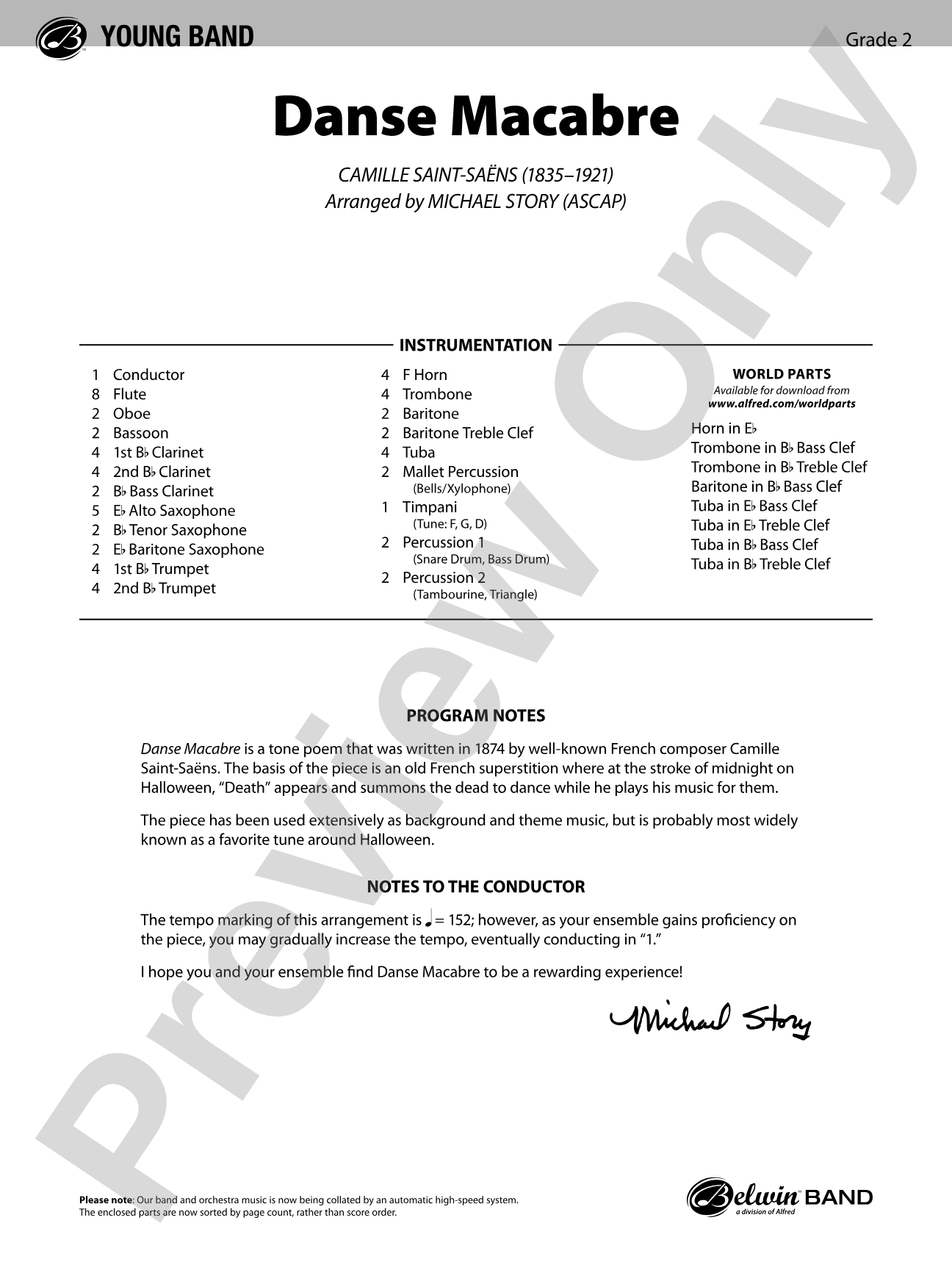Danse Macabre: Concert Band Conductor Score & Parts