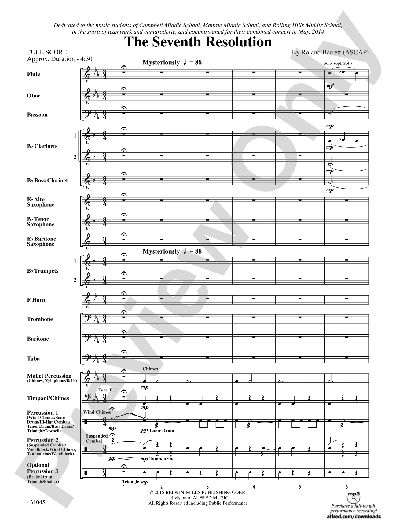 The Seventh Resolution: Concert Band Conductor Score & Parts