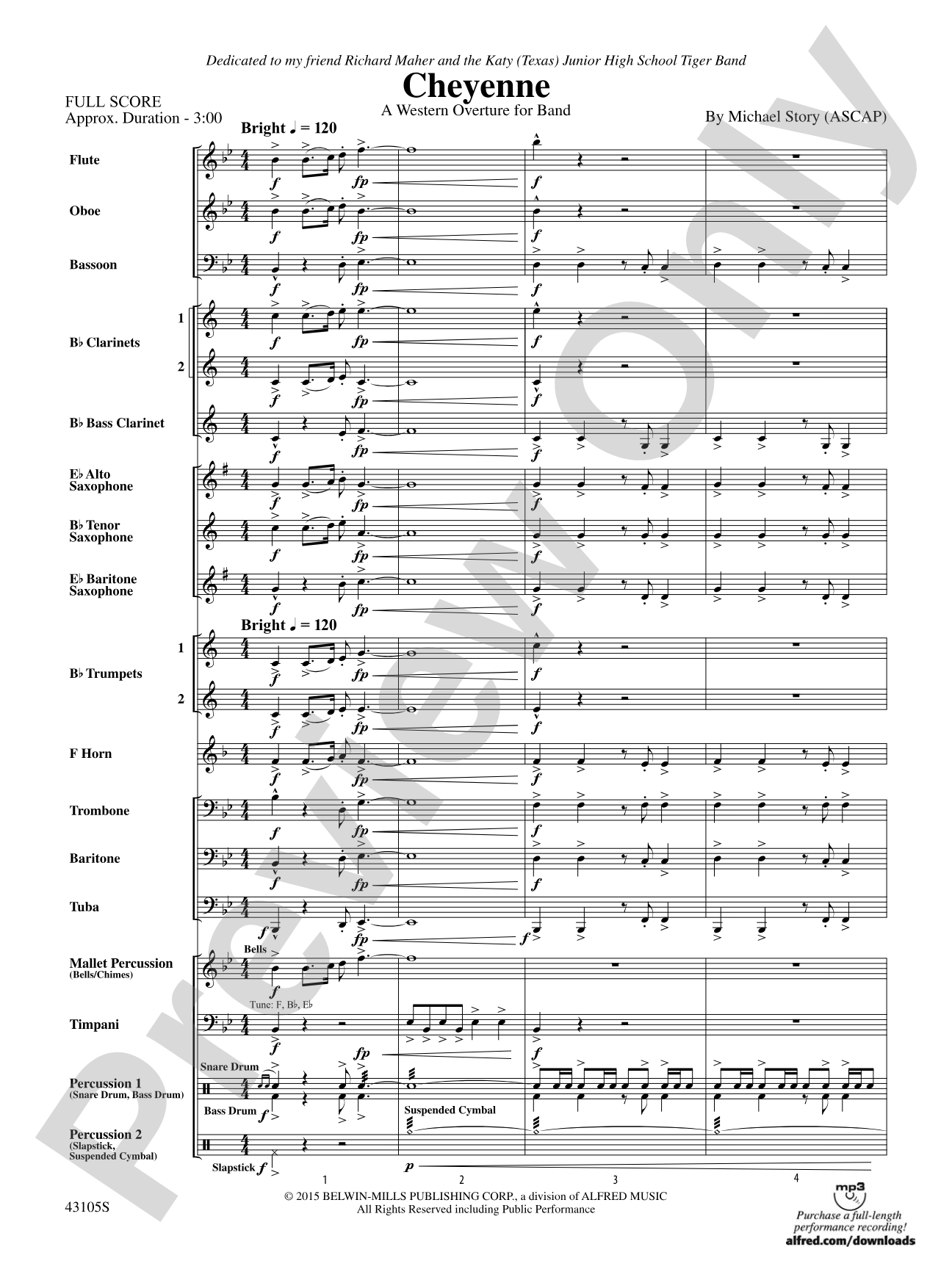 Cheyenne: Concert Band Conductor Score & Parts